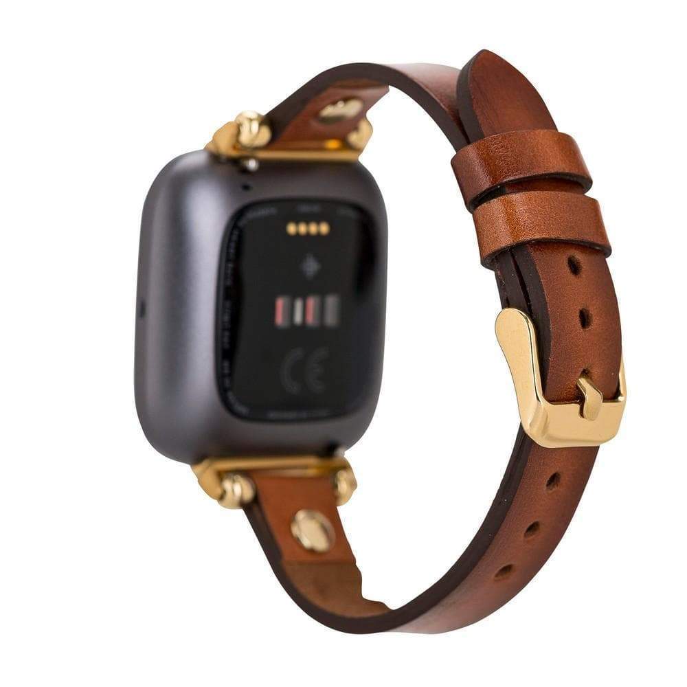 B2B - Leather Fitbit Watch Bands - Ferro Gold Trok Style Bouletta B2B