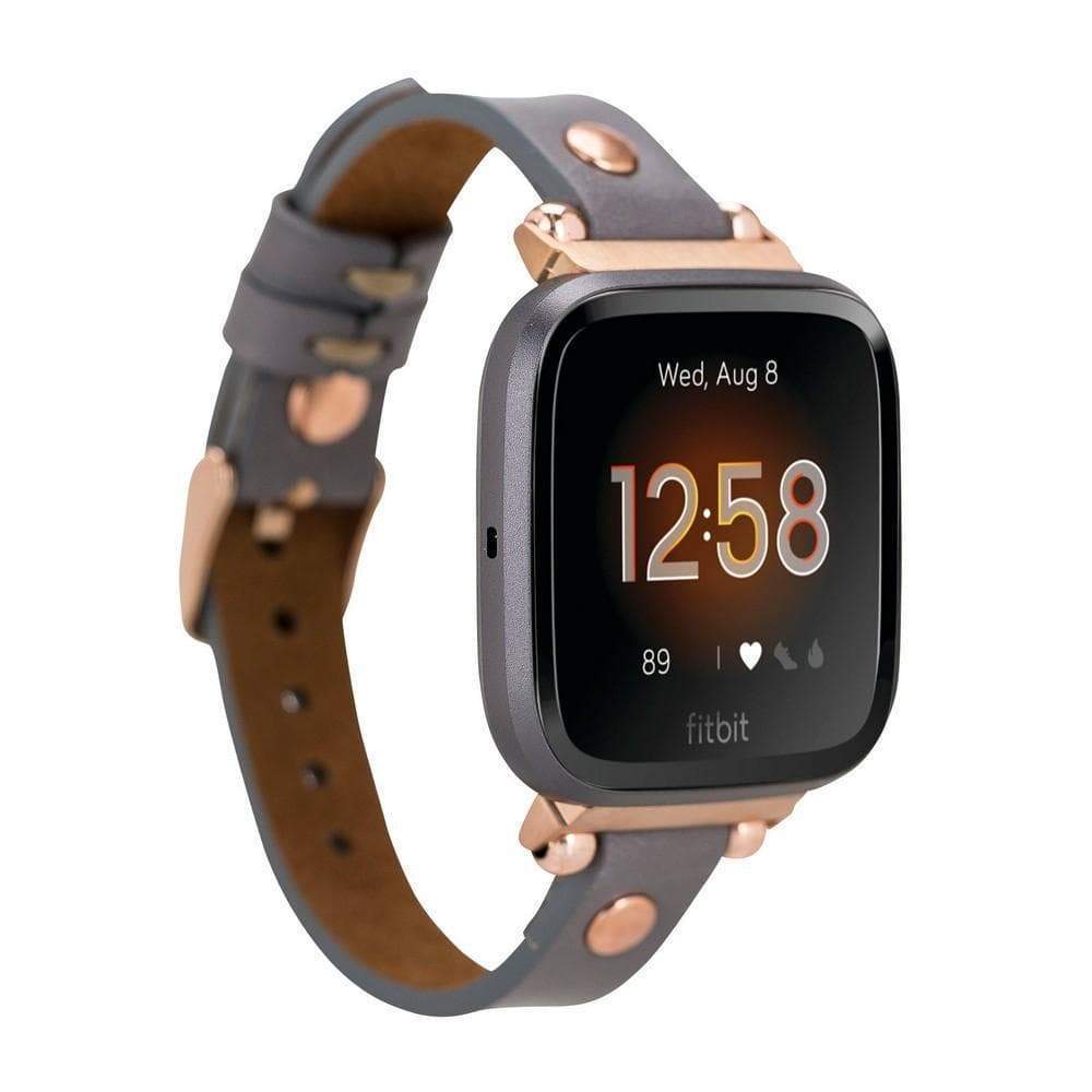 B2B - Leather Fitbit Watch Bands - Ferro Gold Trok Style Bouletta B2B
