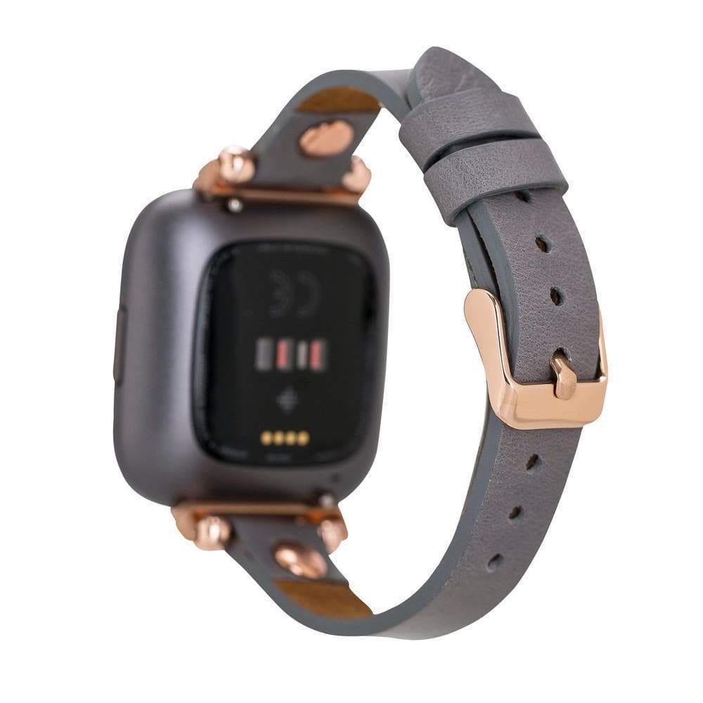 B2B - Leather Fitbit Watch Bands - Ferro Gold Trok Style Bouletta B2B