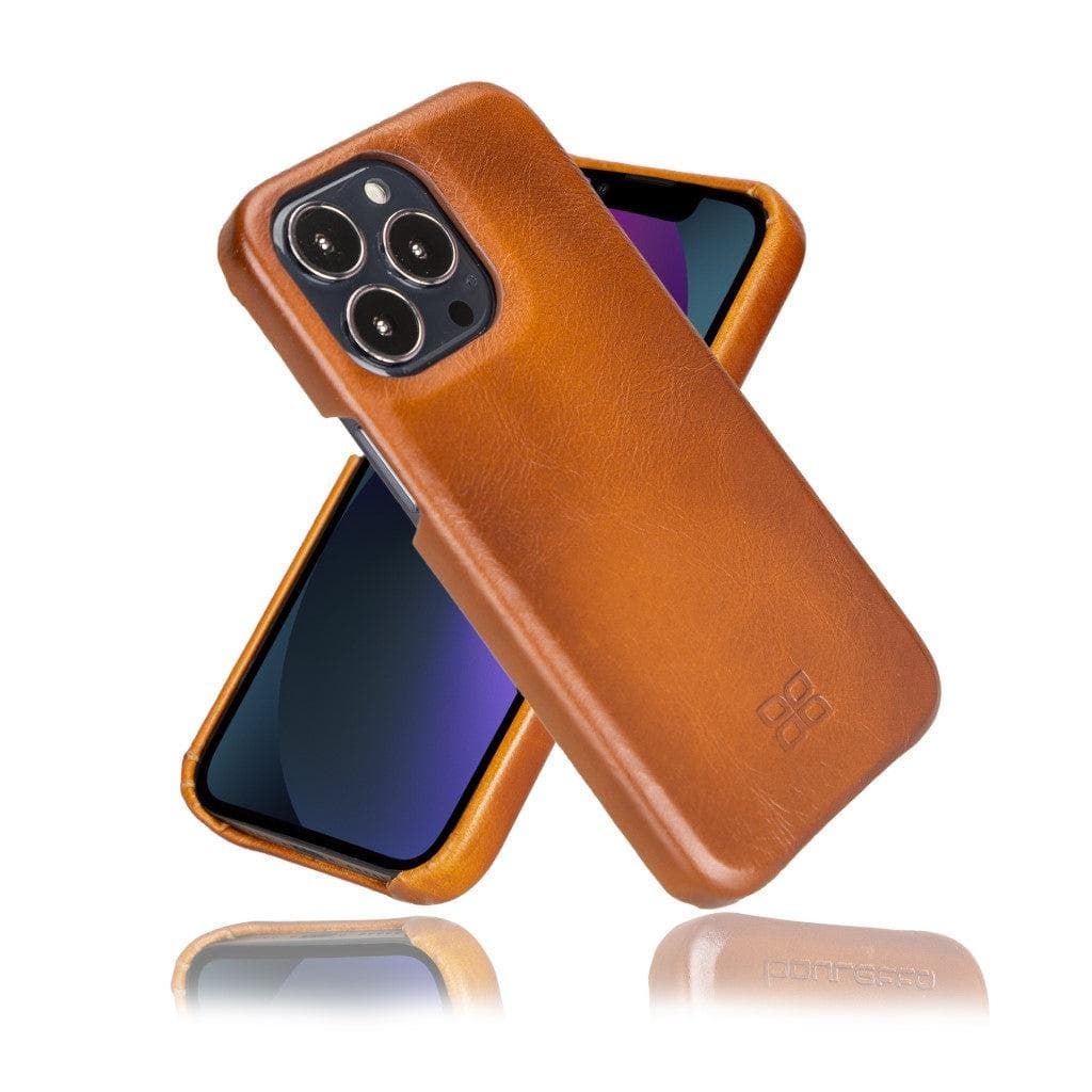 Full Leather Coating Back Cover for Apple iPhone 13 Series iPhone 13 Pro Max / Tan Bouletta LTD