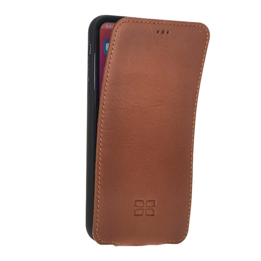 Apple iPhone X and iPhone XS Flip Leather Case Rustic Tan Bouletta LTD