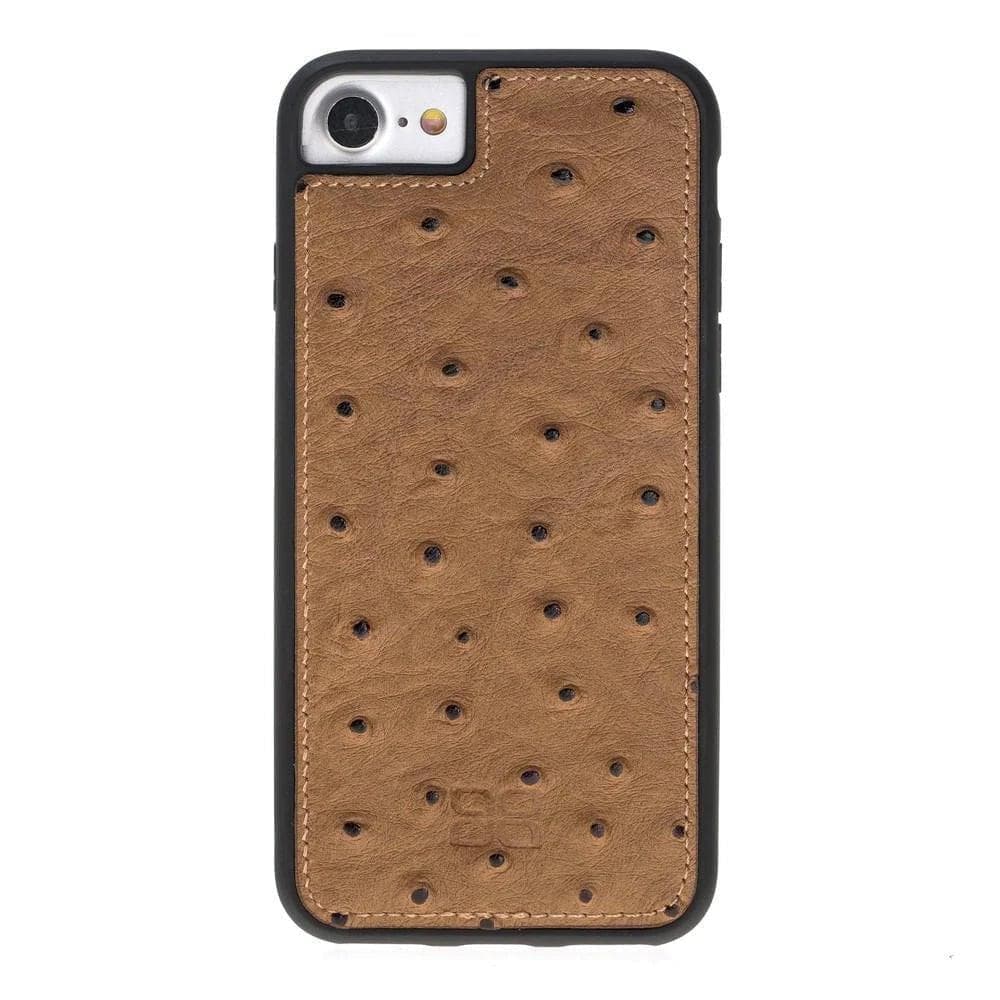 Flexible Genuine Leather Back Cover for Apple iPhone 8 Series iPhone 8 / Ostrich Brown Bouletta LTD