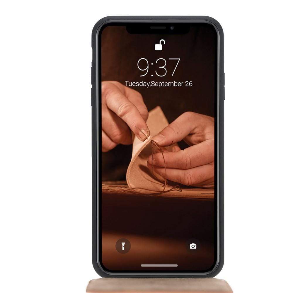 Flip Cover Leather Case with Credit Card for Apple iPhone XR - Rustic Black Bouletta Shop