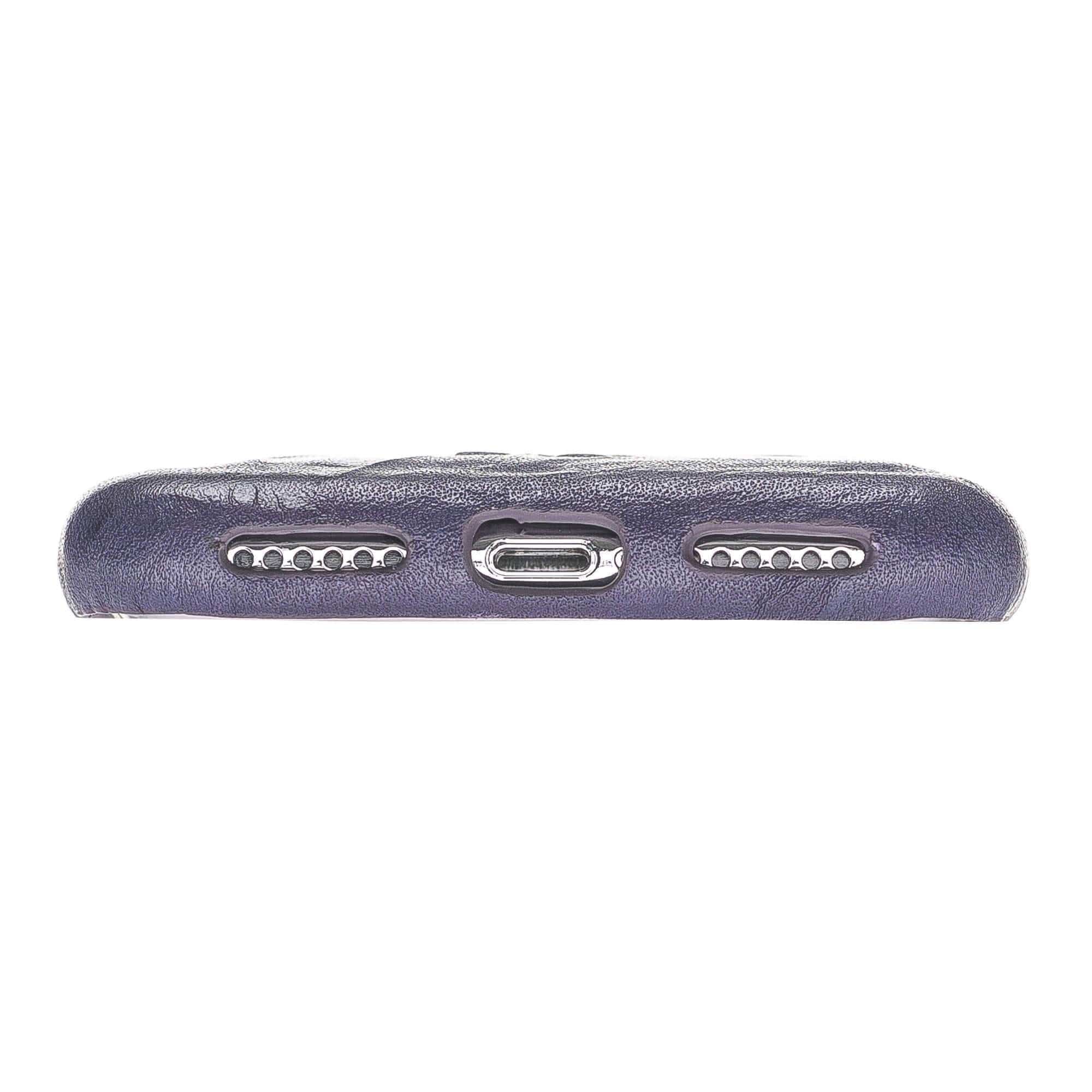 Leather Ultra Cover with Credit Card Slots for Apple iPhone X/XS - Creased Purple Bouletta Shop