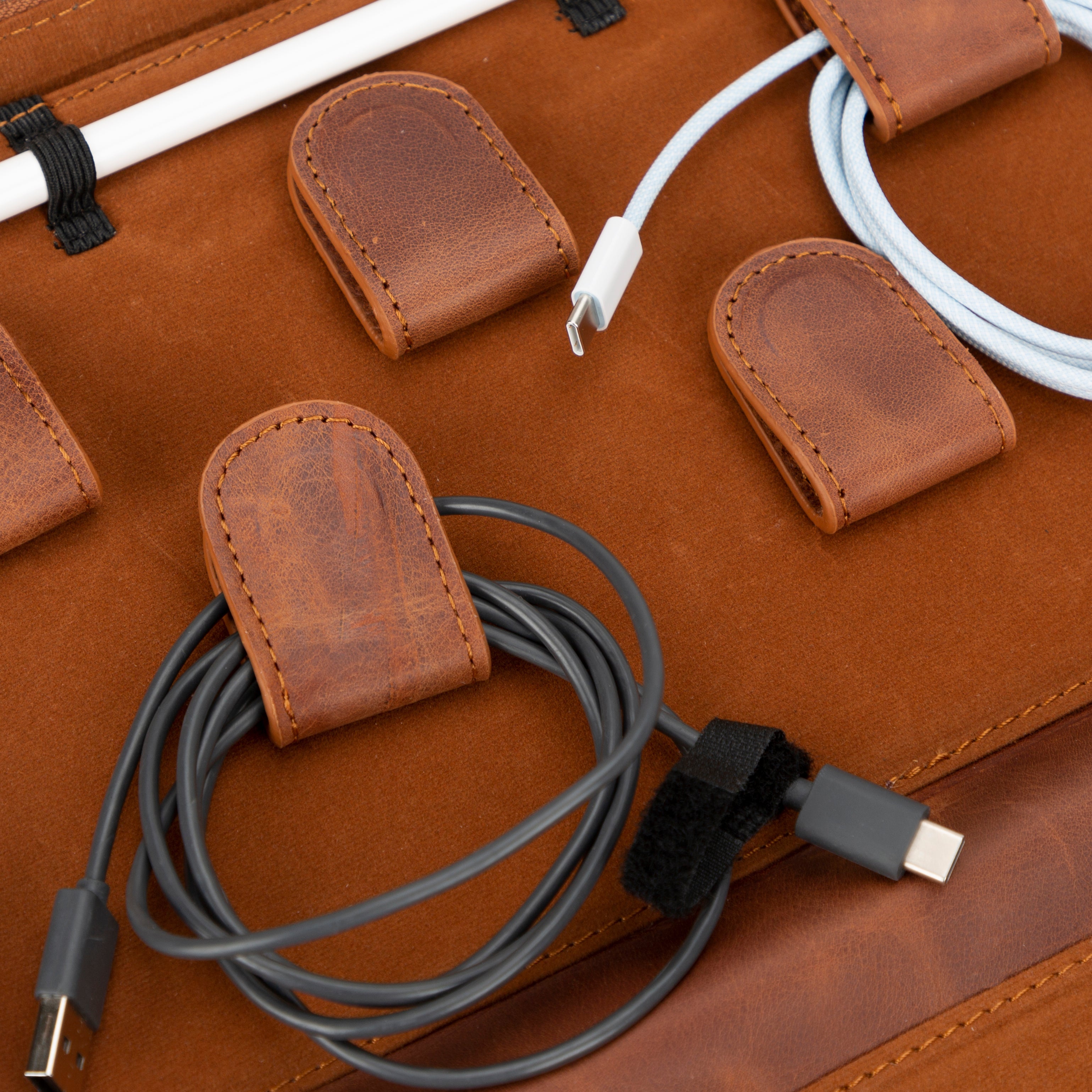 Orbex Leather Travel Cable Organizer