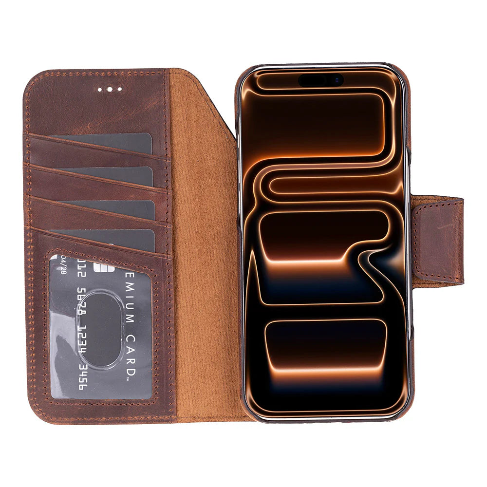 Elite Magic iPhone 17 Pro Detachable Leather Wallet Case