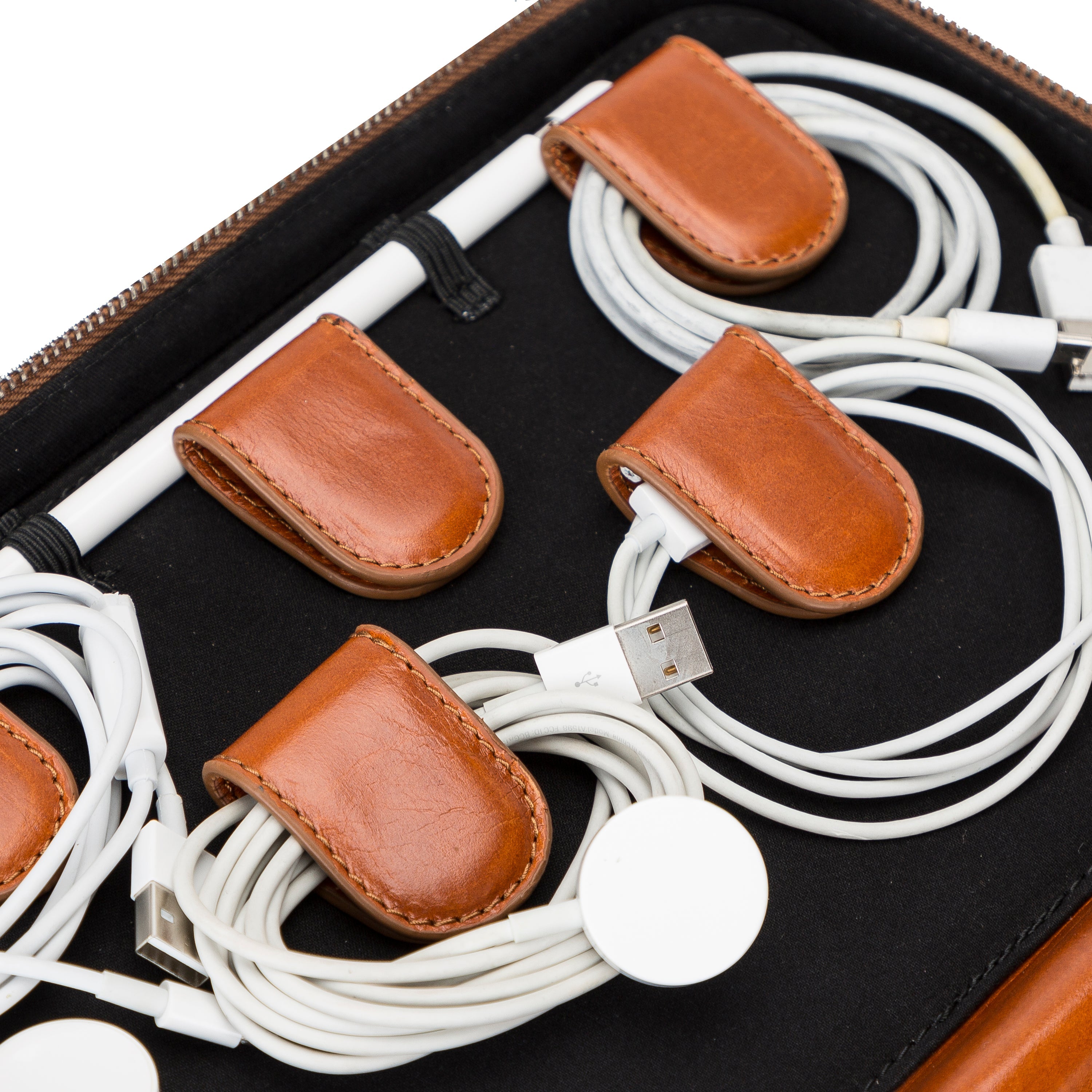 Orbex Leather Travel Cable Organizer