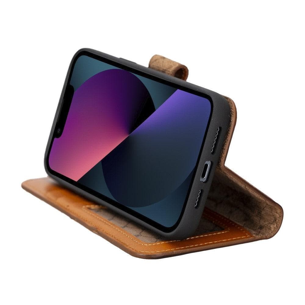 Apple iPhone 14 Series Detachable Leather Wallet Case Darker Color - MW Bouletta LTD