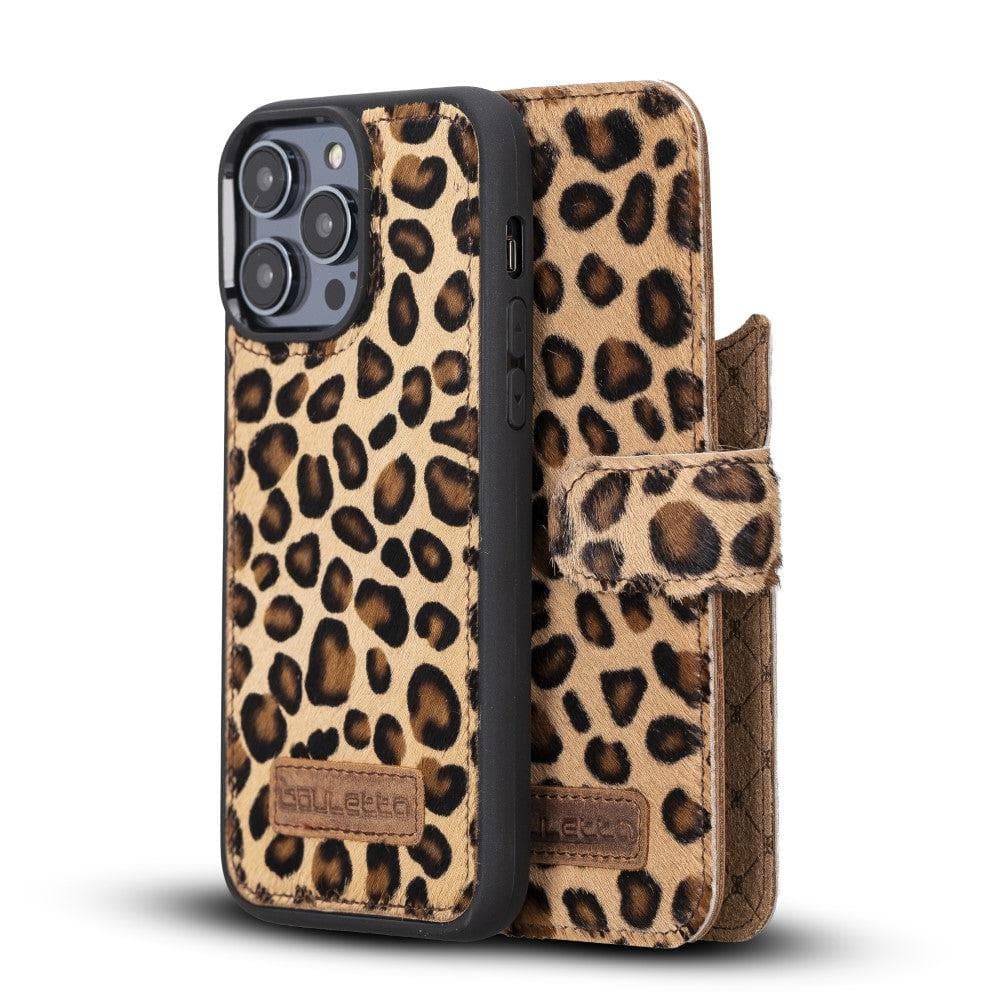 Apple iPhone 14 Series Detachable Leather Wallet Case Darker Color - MW iPhone 14 Pro Max / Leopard Bouletta LTD