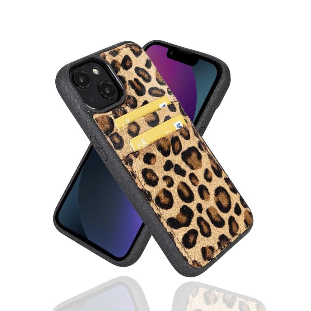 Apple iPhone 14 Series Leather Back Cover with Card Holder iPhone 14 / Leopard Bouletta LTD