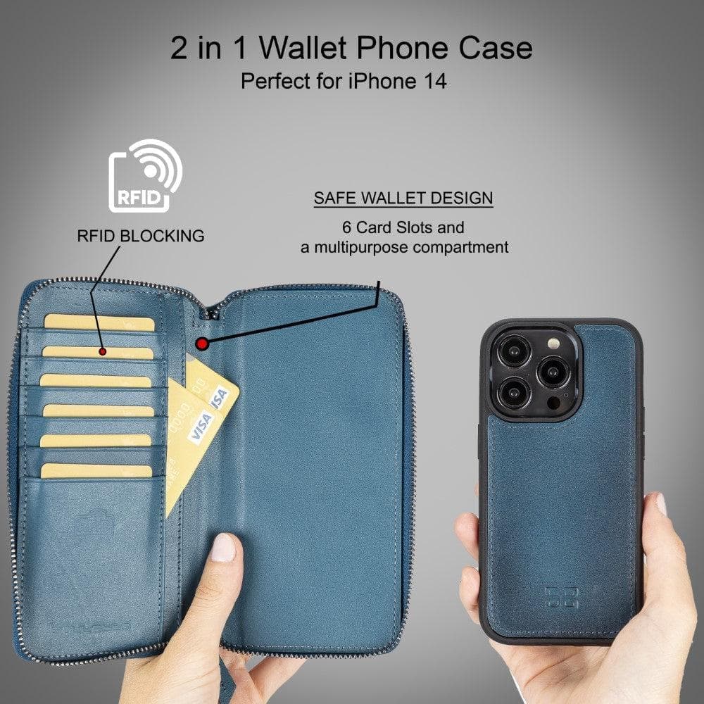 Apple iPhone 15 Series Detachable and Zipper Leather Wallet Case - Pre Order Bouletta LTD