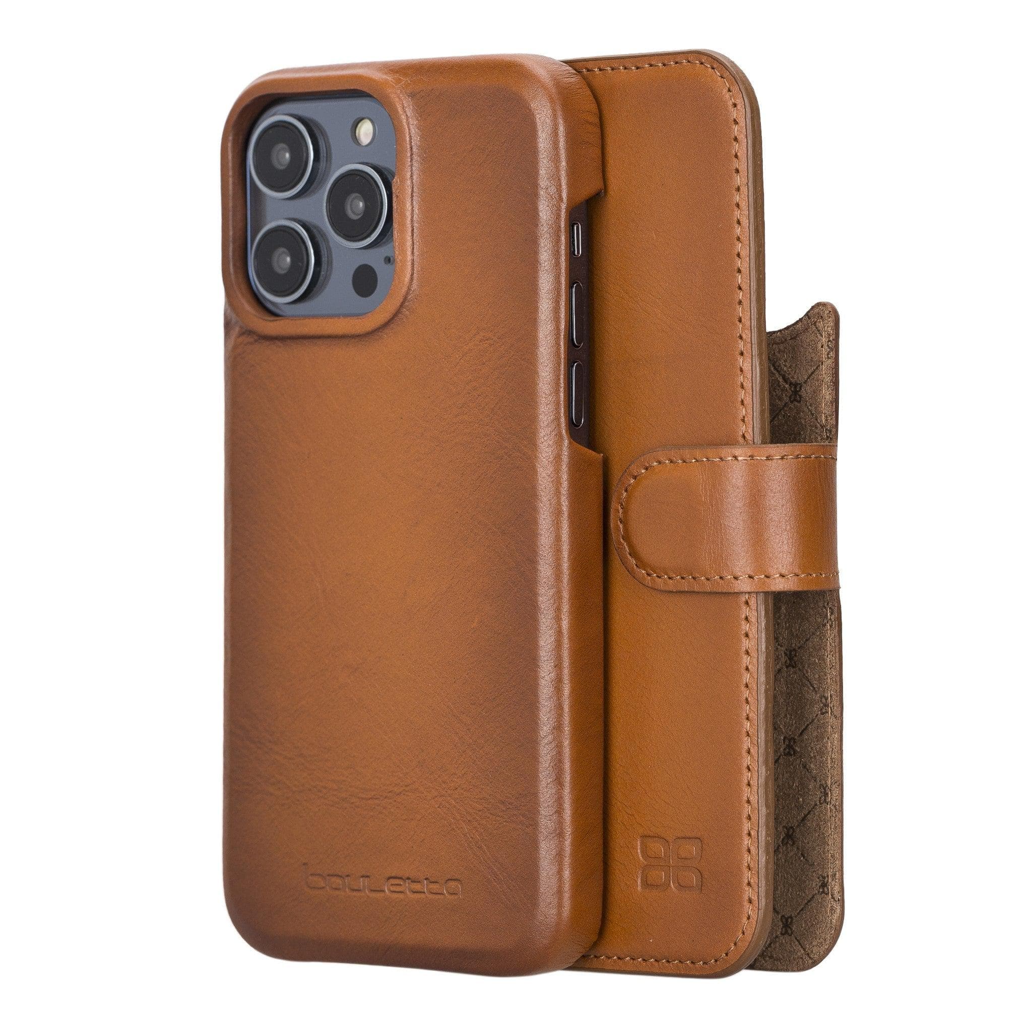 Apple iPhone 15 Series Full Leather Coating Detachable Wallet Case - Pre Order iPhone 15 Pro Max / Tan / Leather Bouletta LTD