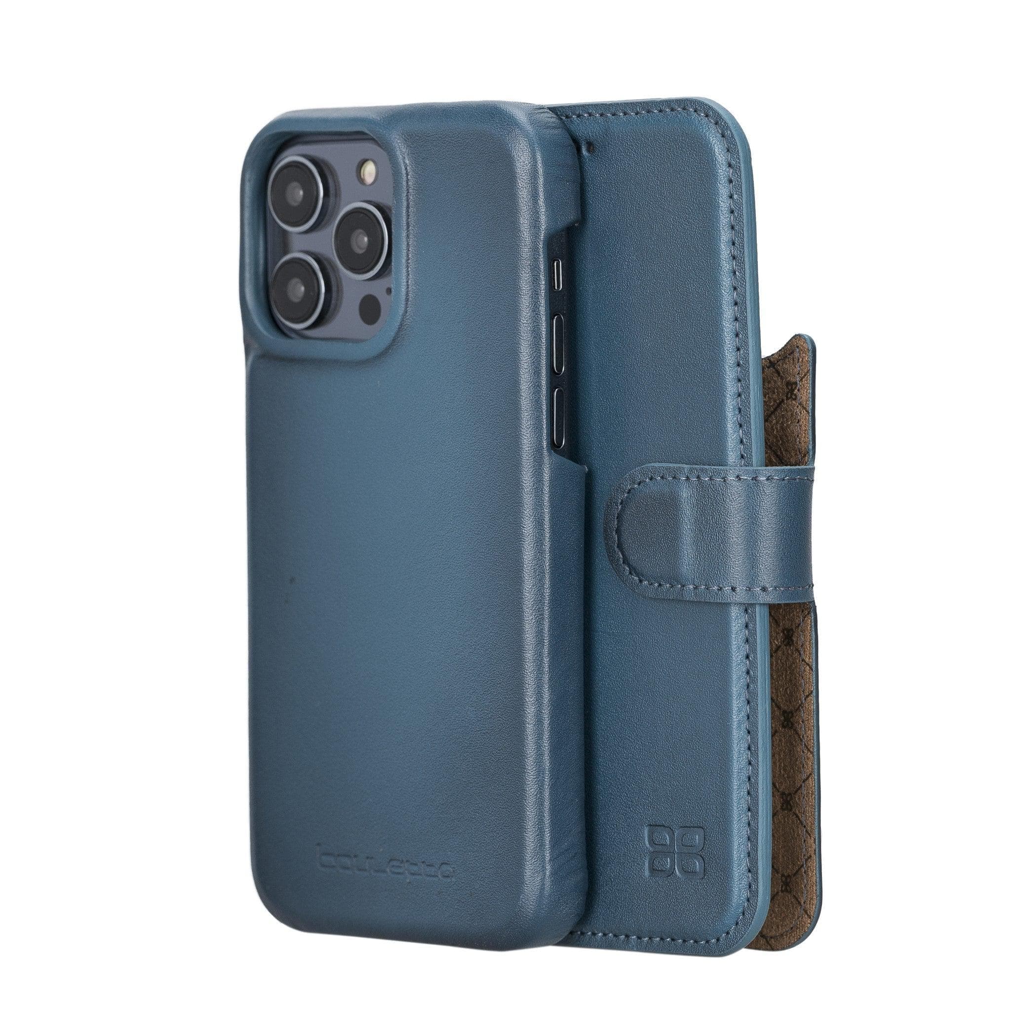 Apple iPhone 15 Series Full Leather Coating Detachable Wallet Case - Pre Order iPhone 15 Pro Max / Blue / Leather Bouletta LTD