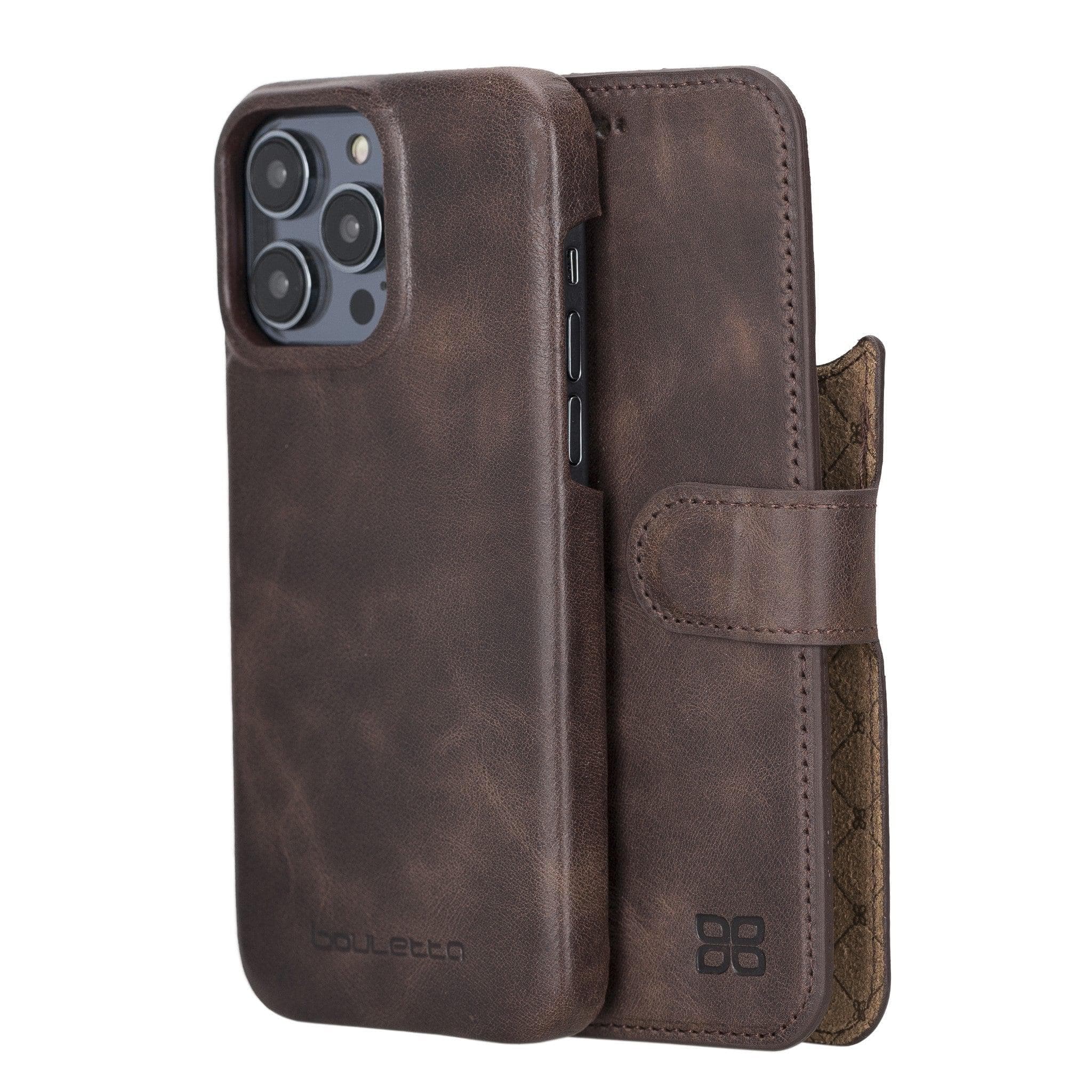 Apple iPhone 15 Series Full Leather Coating Detachable Wallet Case - Pre Order iPhone 15 Pro Max / Brown / Leather Bouletta LTD