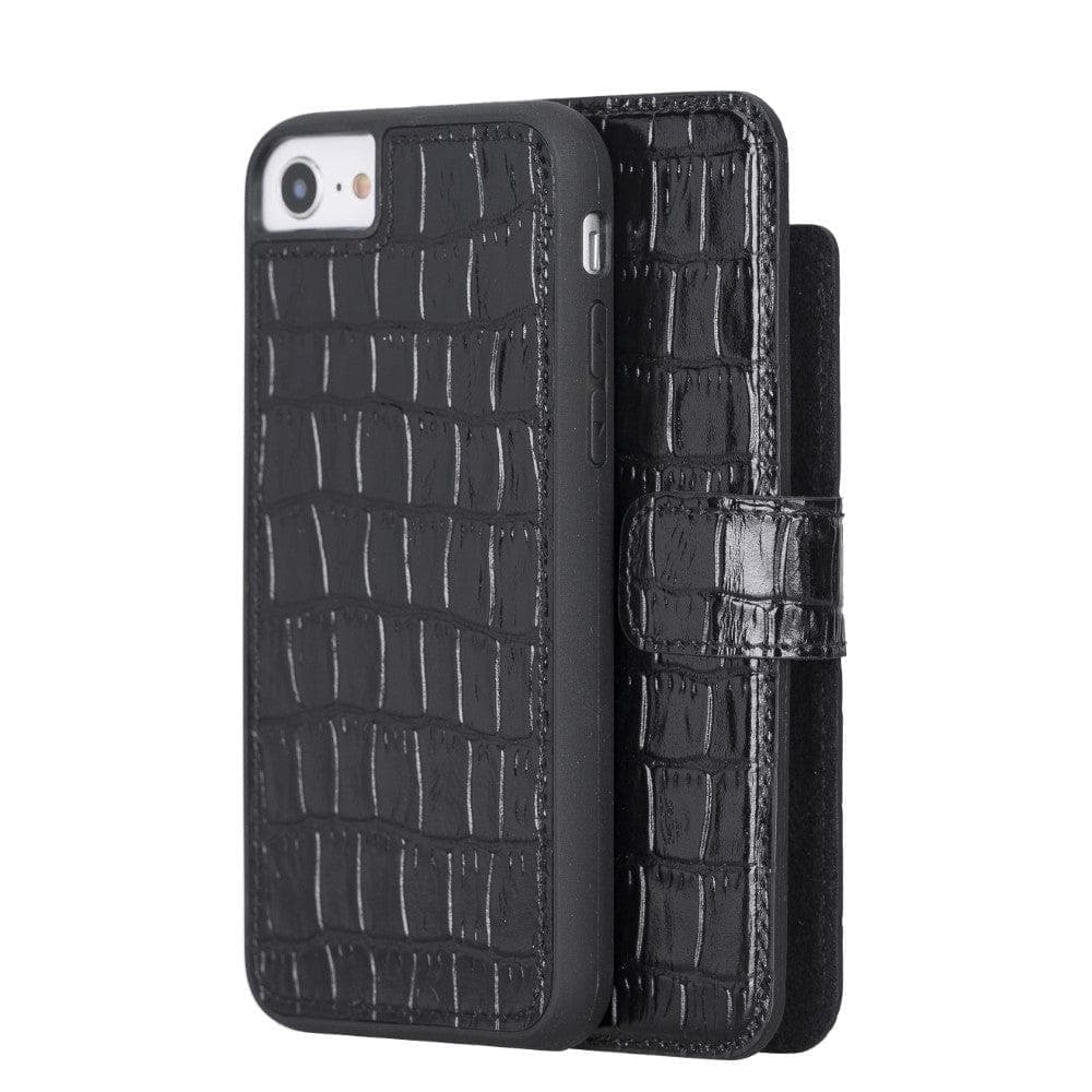 Apple iPhone 8 Series Detachable Leather Wallet Case - MW iPhone 8 / Croco Black Bouletta LTD