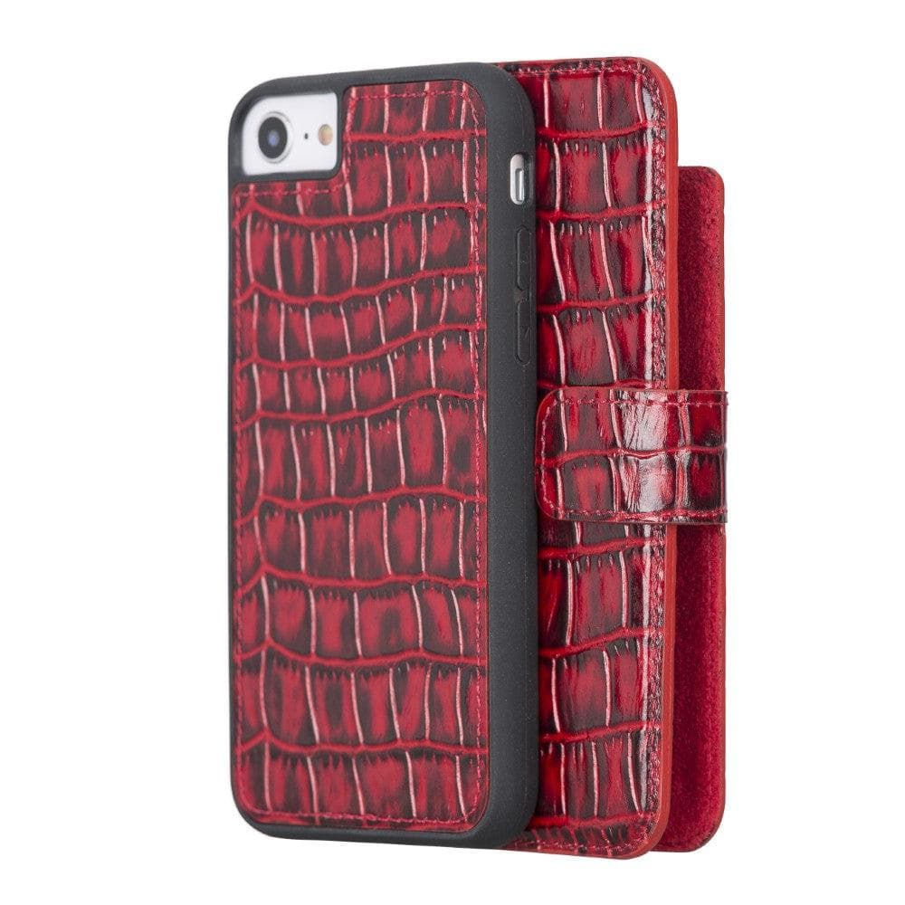 Apple iPhone 8 Series Detachable Leather Wallet Case - MW iPhone 8 / Croco Red Bouletta LTD