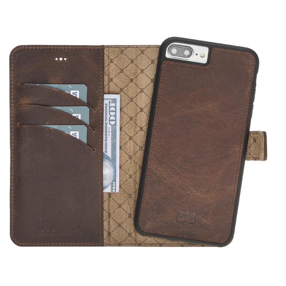 Apple iPhone 8 Series Detachable Leather Wallet Case - MW iPhone 8 Plus / Antic Brown Bouletta LTD
