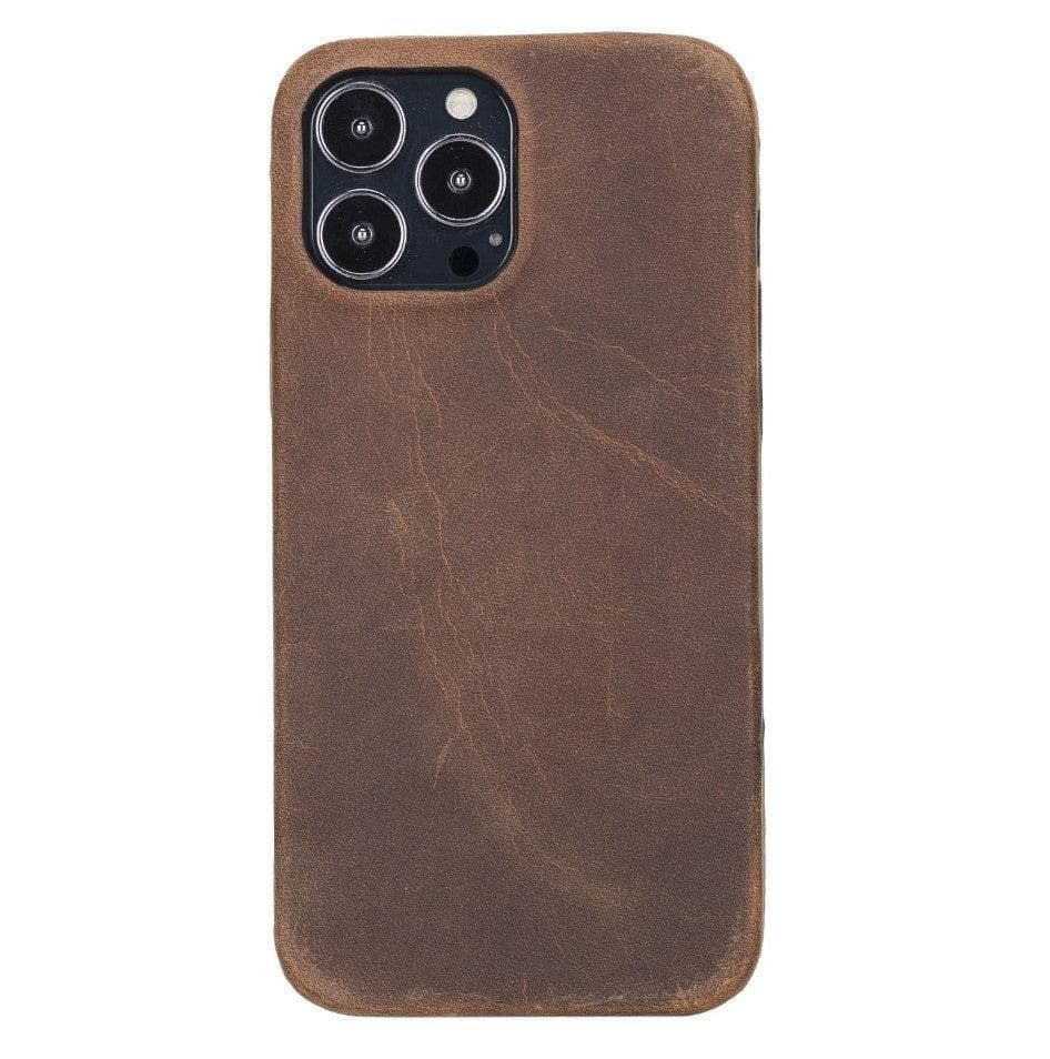 Apple iPhone IP14 Series Leather Case / RC - Rock Cover iPhone 14 Pro Max 6.7" / Antic Brown Bouletta B2B