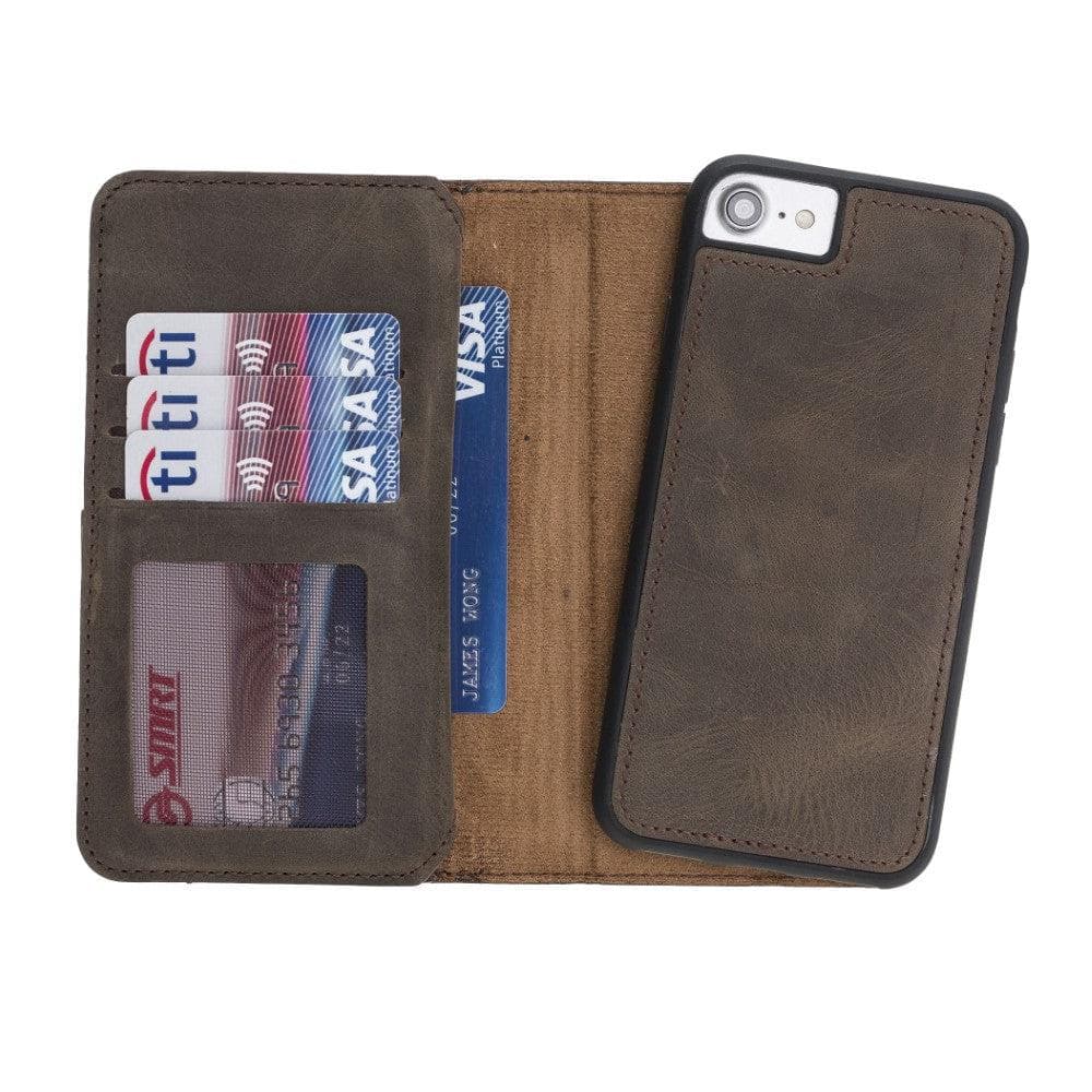 B2B - Apple iPhone SE/8/7 Series Leather Case - DMW Double Magic Wallet Brown Bouletta B2B