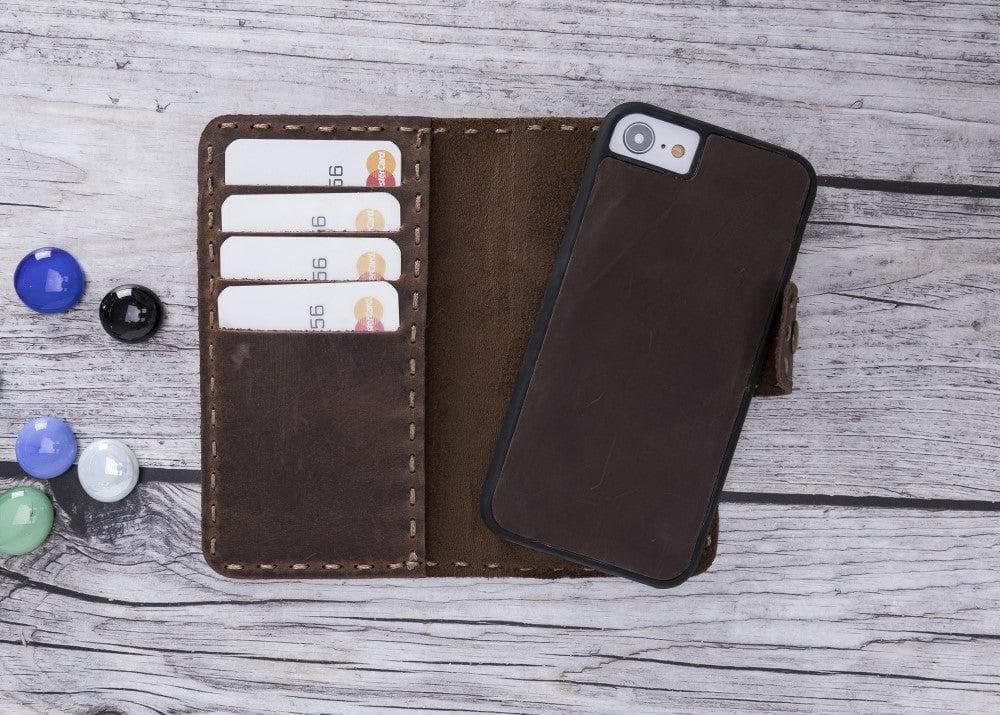 B2B- Apple iPhone SE/8/7 Series Leather Wallet Case / Adel Antic Brown Bouletta B2B