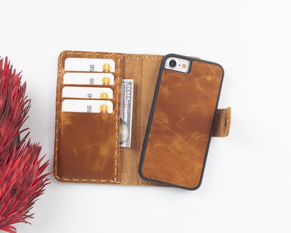 B2B- Apple iPhone SE/8/7 Series Leather Wallet Case / Adel Antic Tan Bouletta B2B