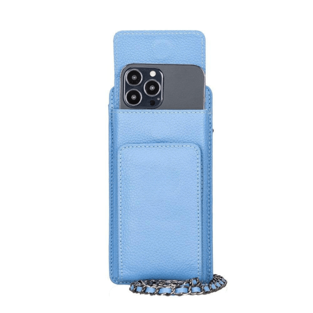 B2B - Avjin Crossbody Leather Bag Compatible with Phones up to 6.9" Light Blue Bouletta B2B