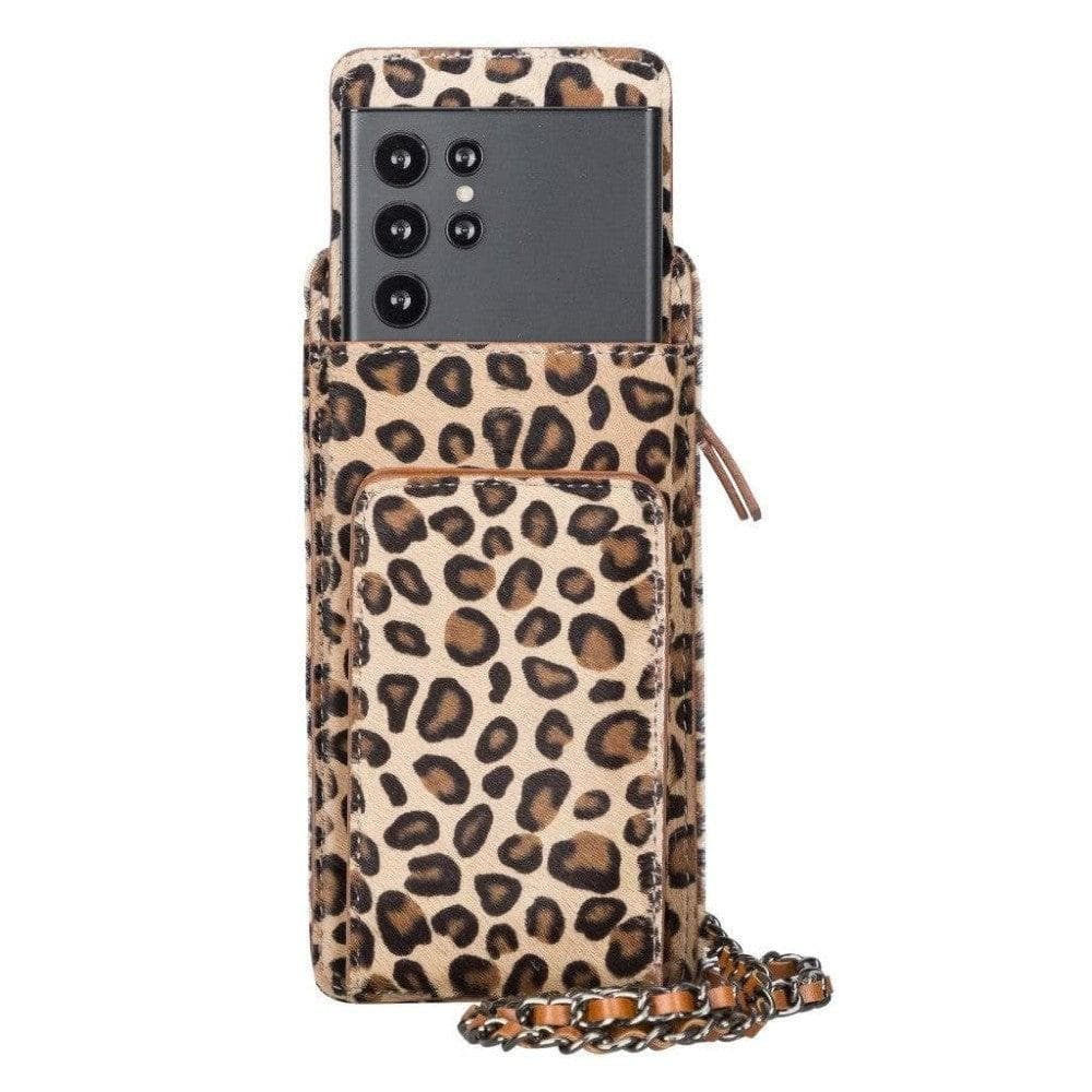B2B - Avjin Crossbody Leather Bag Compatible with Phones up to 6.9" Leopard Hairy Bouletta B2B