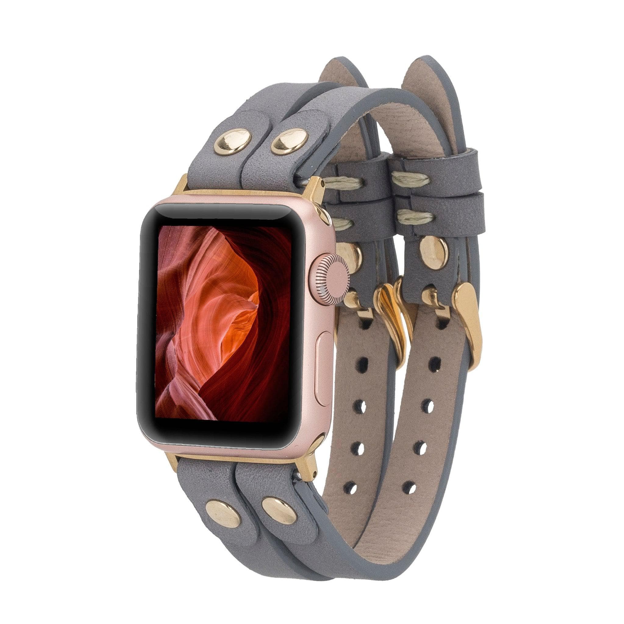 B2B- Durham Ely Apple Watch Leather Straps RST9 / Gold Bouletta B2B