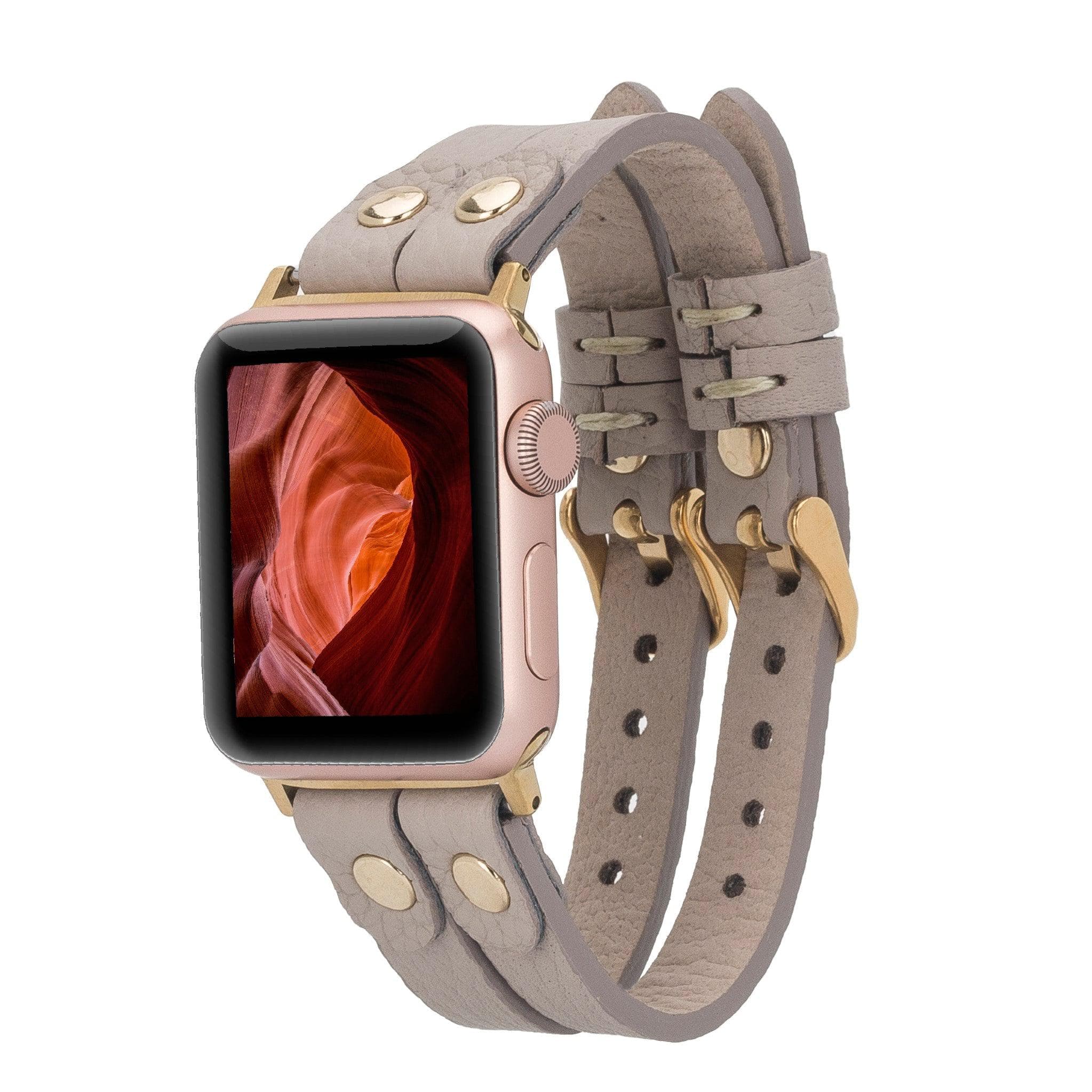 B2B- Durham Ely Apple Watch Leather Straps ERC3 / Gold Bouletta B2B