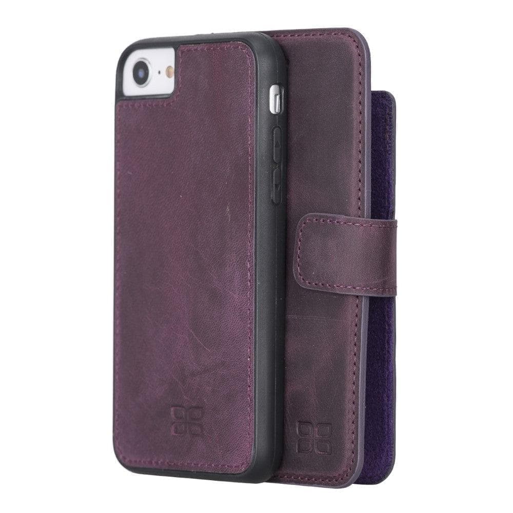 Detachable Leather Wallet Case for Apple iPhone SE Series iPhone SE 2rd Genaration / Antic Purple Bouletta LTD