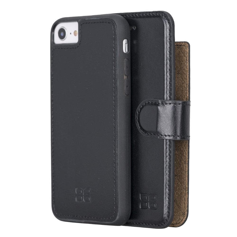 Detachable Leather Wallet Case for Apple iPhone SE Series iPhone SE 1st Genaration / Rustic Black Bouletta LTD