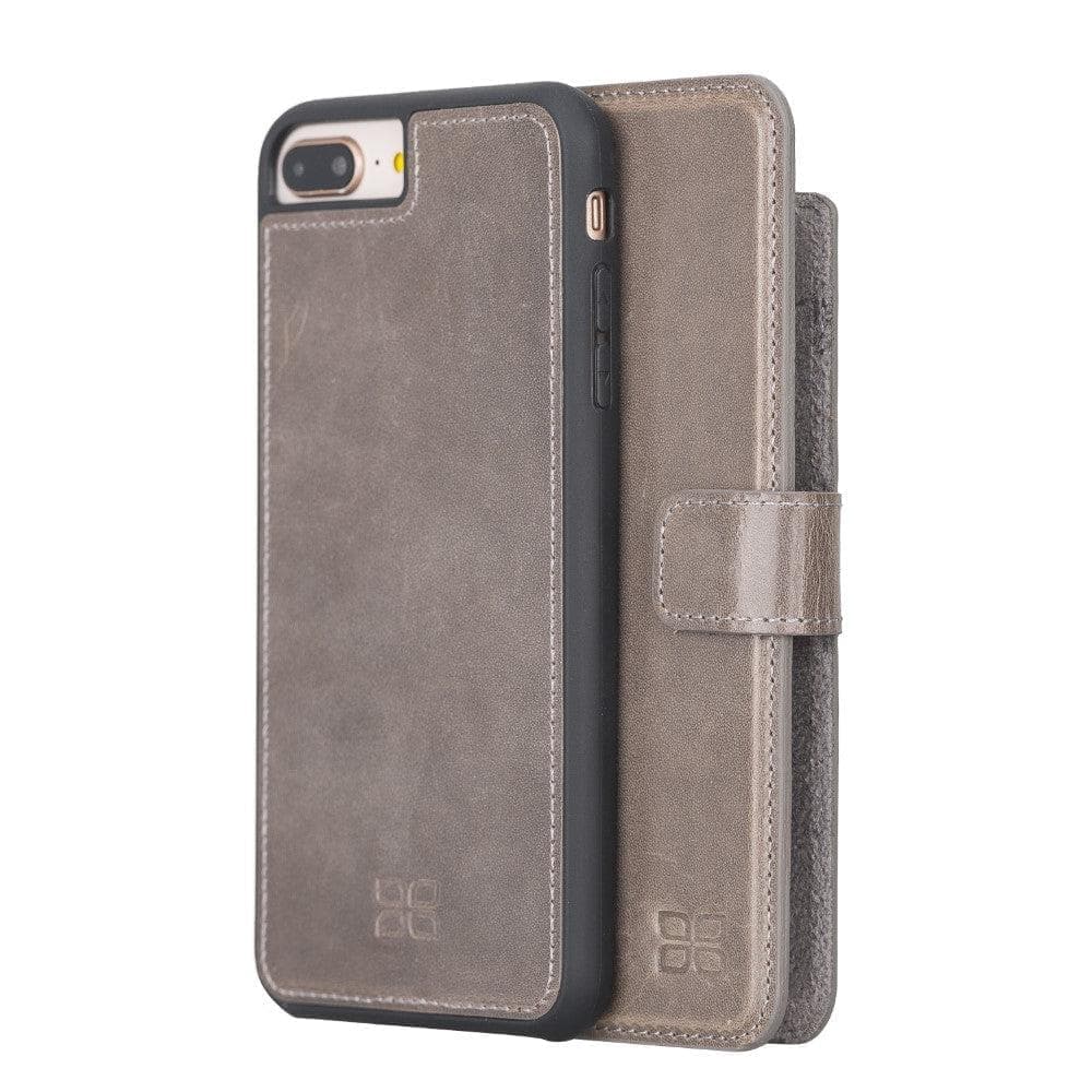 Detachable Leather Wallet Case for Apple iPhone SE Series iPhone SE 2rd Genaration / Vegetal Gray Bouletta LTD