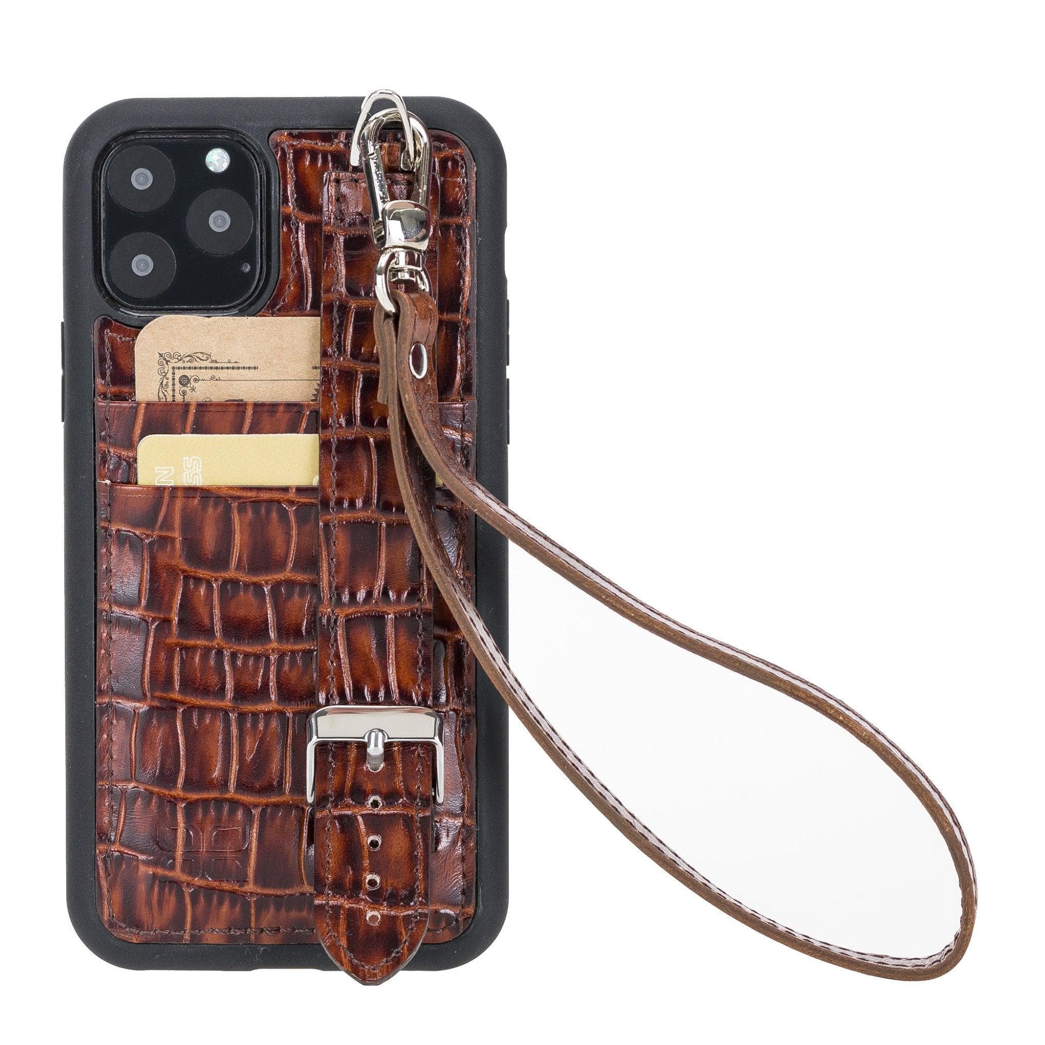 Flexible Leather Back Cover with Hand Strap for iPhone 11 Series