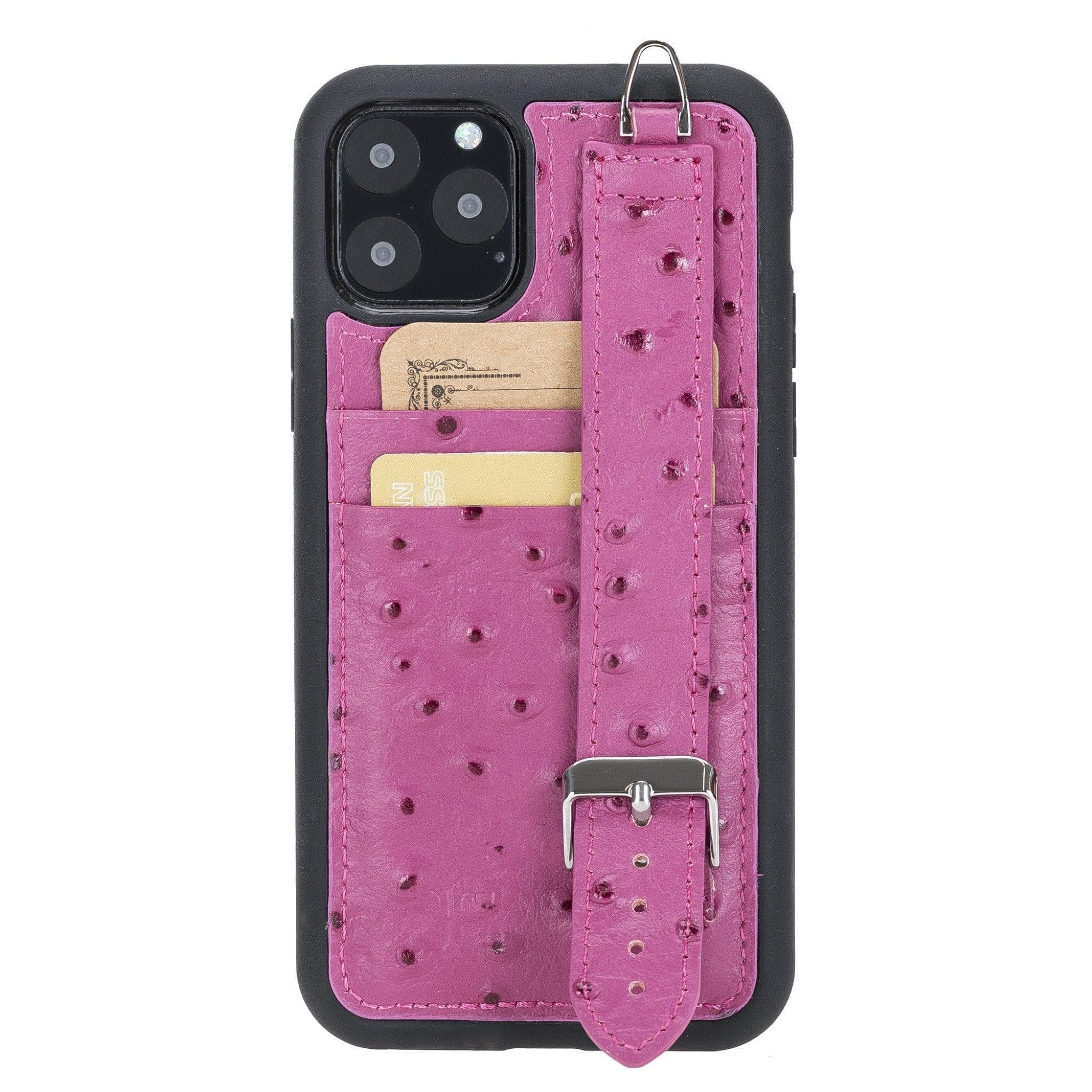 Flexible Leather Back Cover with Hand Strap for iPhone X Series iPhone XS Max / Ostrich Pink Bouletta LTD