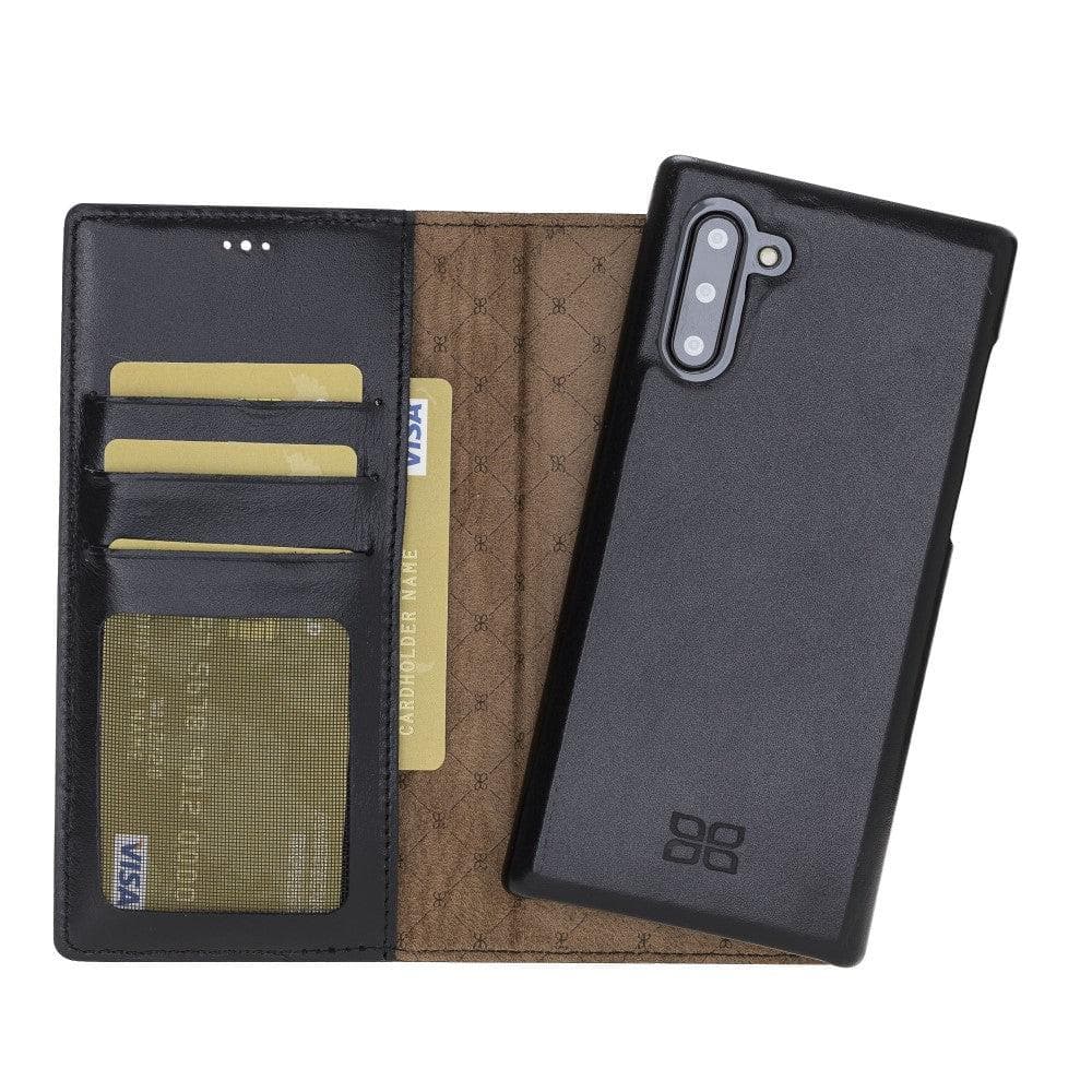 Full Leather Coating Detachable Wallet Case for Apple Samsung Note 10 Series Note 10 / Black Bouletta LTD