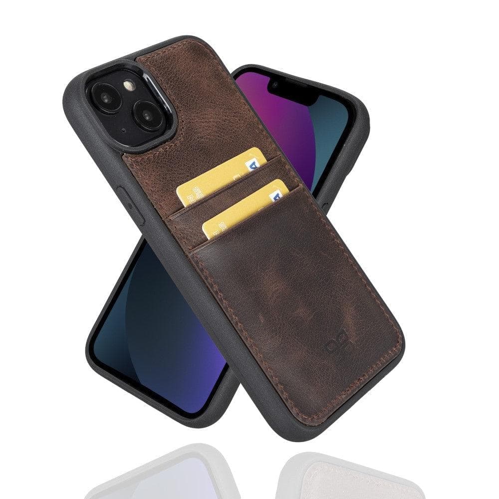Leather Case for iPhone 15 Series with Card Holder iPhone 15 Plus / Brown / Leather Bouletta LTD