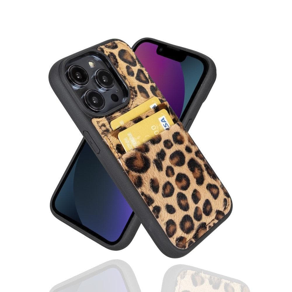 Leather Case for iPhone 15 Series with Card Holder iPhone 15 Pro Max / Leopard / Leather Bouletta LTD