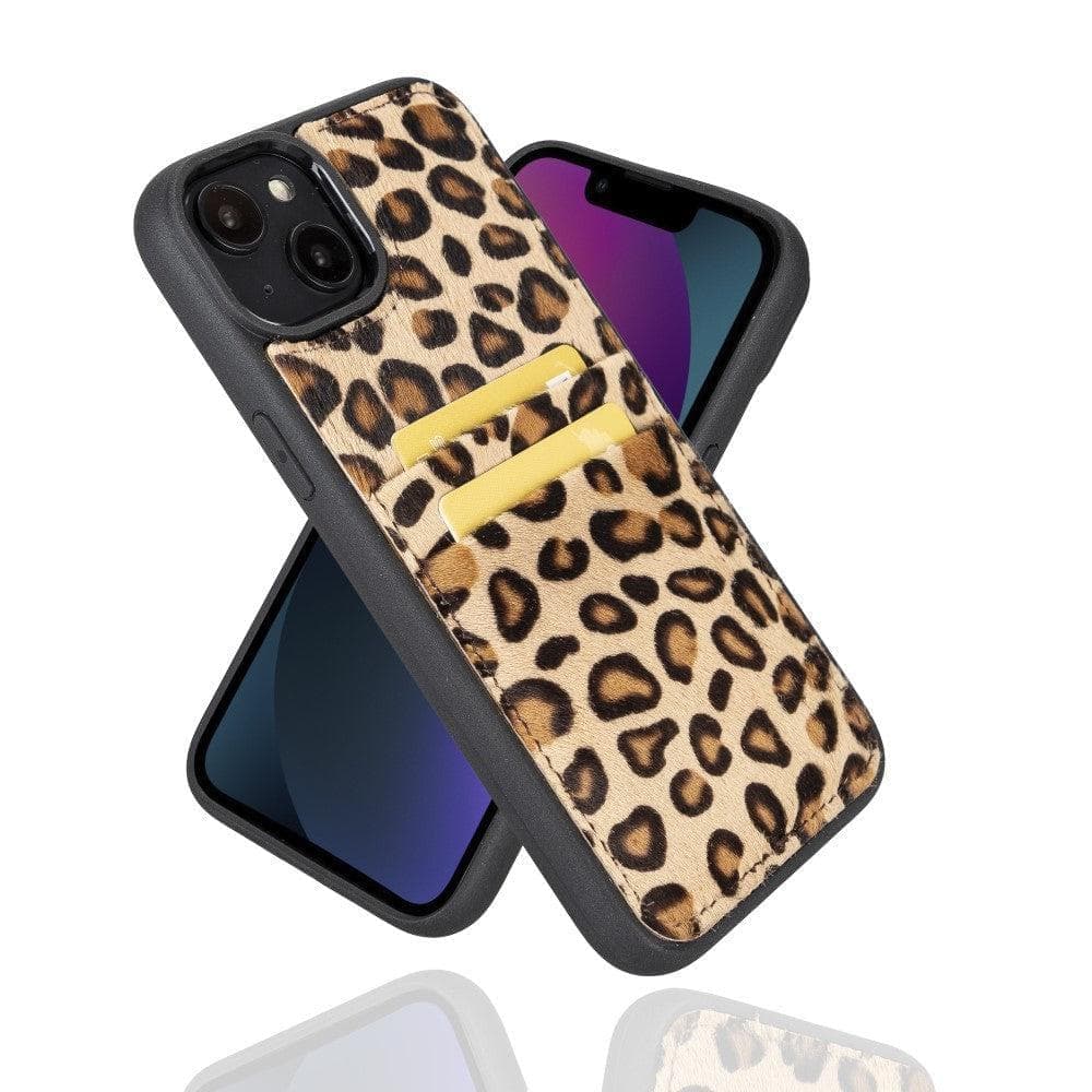 Leather Case for iPhone 15 Series with Card Holder iPhone 15 Plus / Leopard / Leather Bouletta LTD