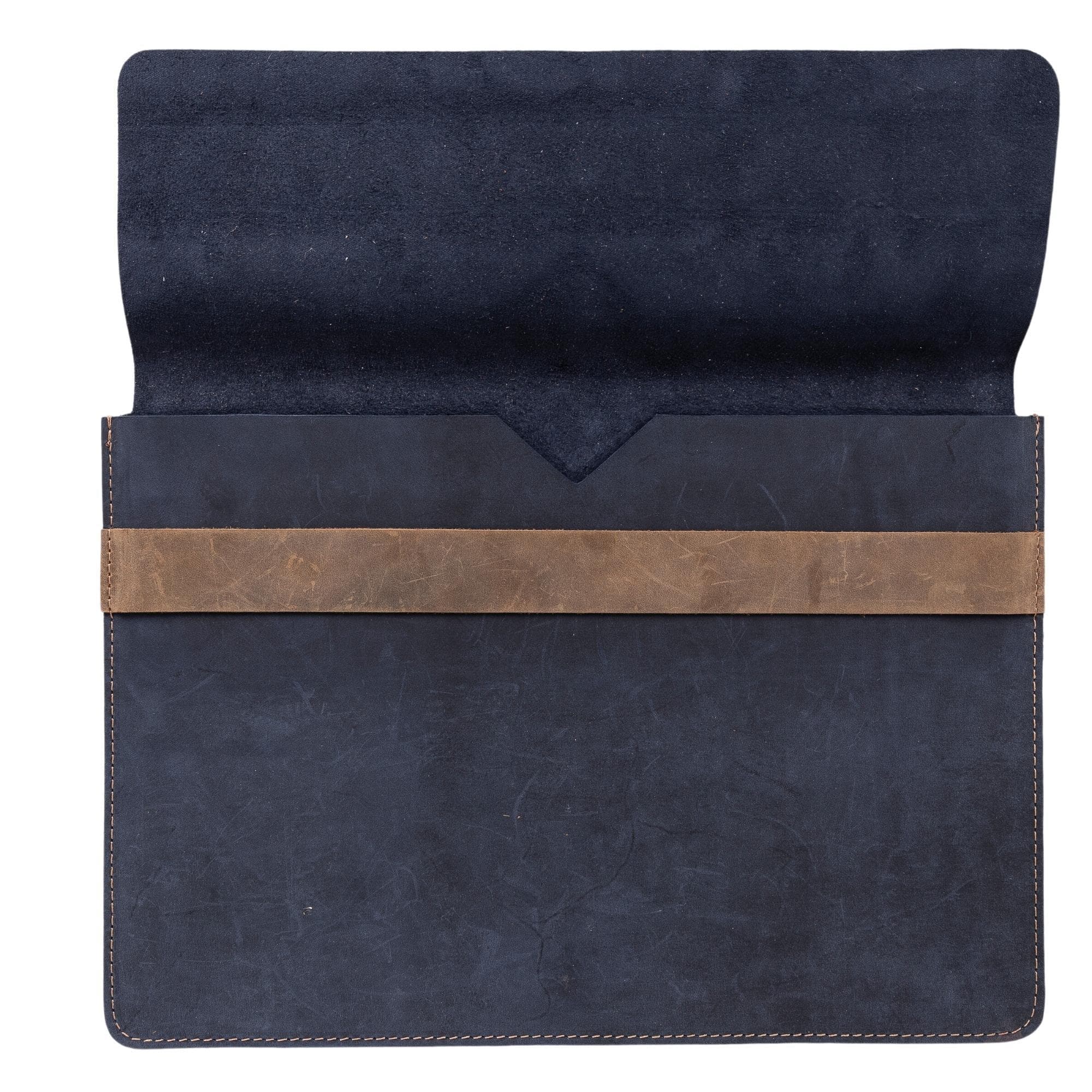 Leather Macbook Case Blue And Brown Bouletta