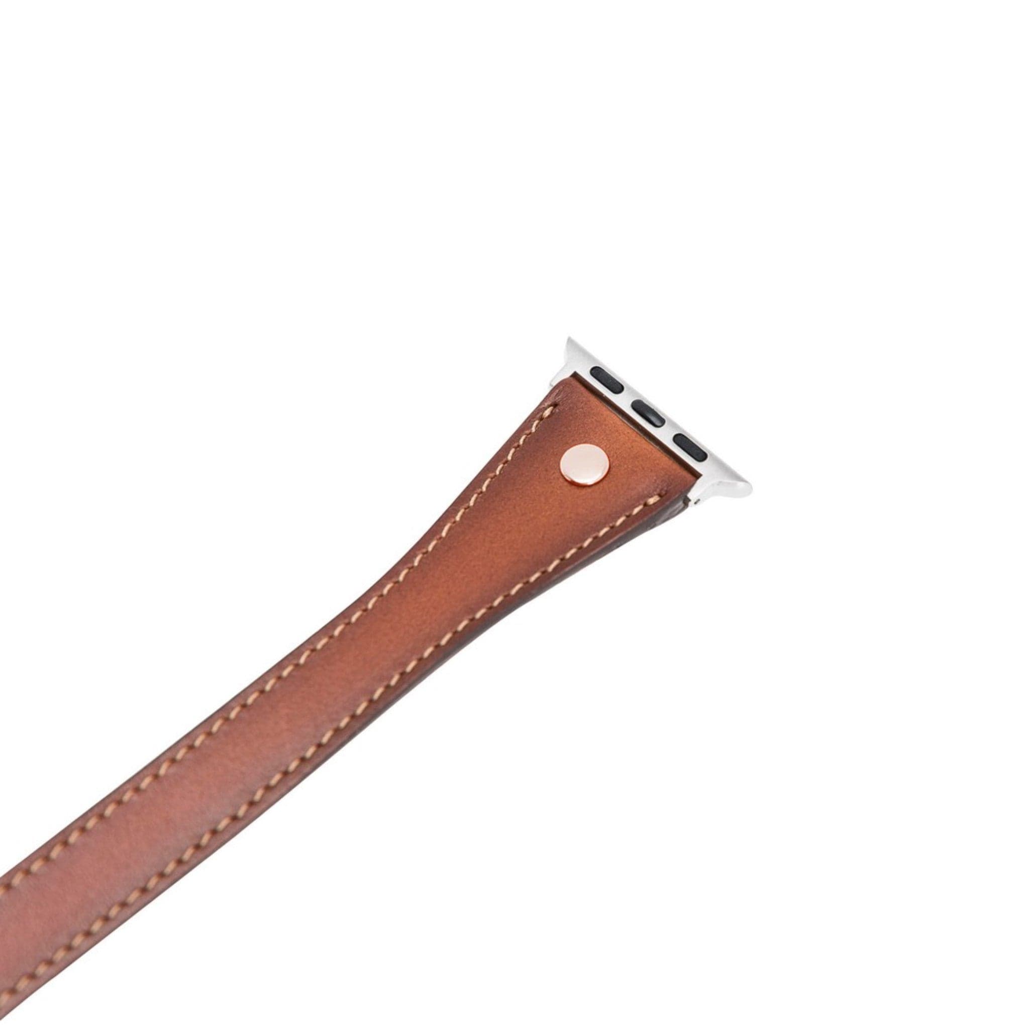 Leeds Double Tour Slim with Rose Gold Bead Apple Watch Leather Straps Bouletta LTD