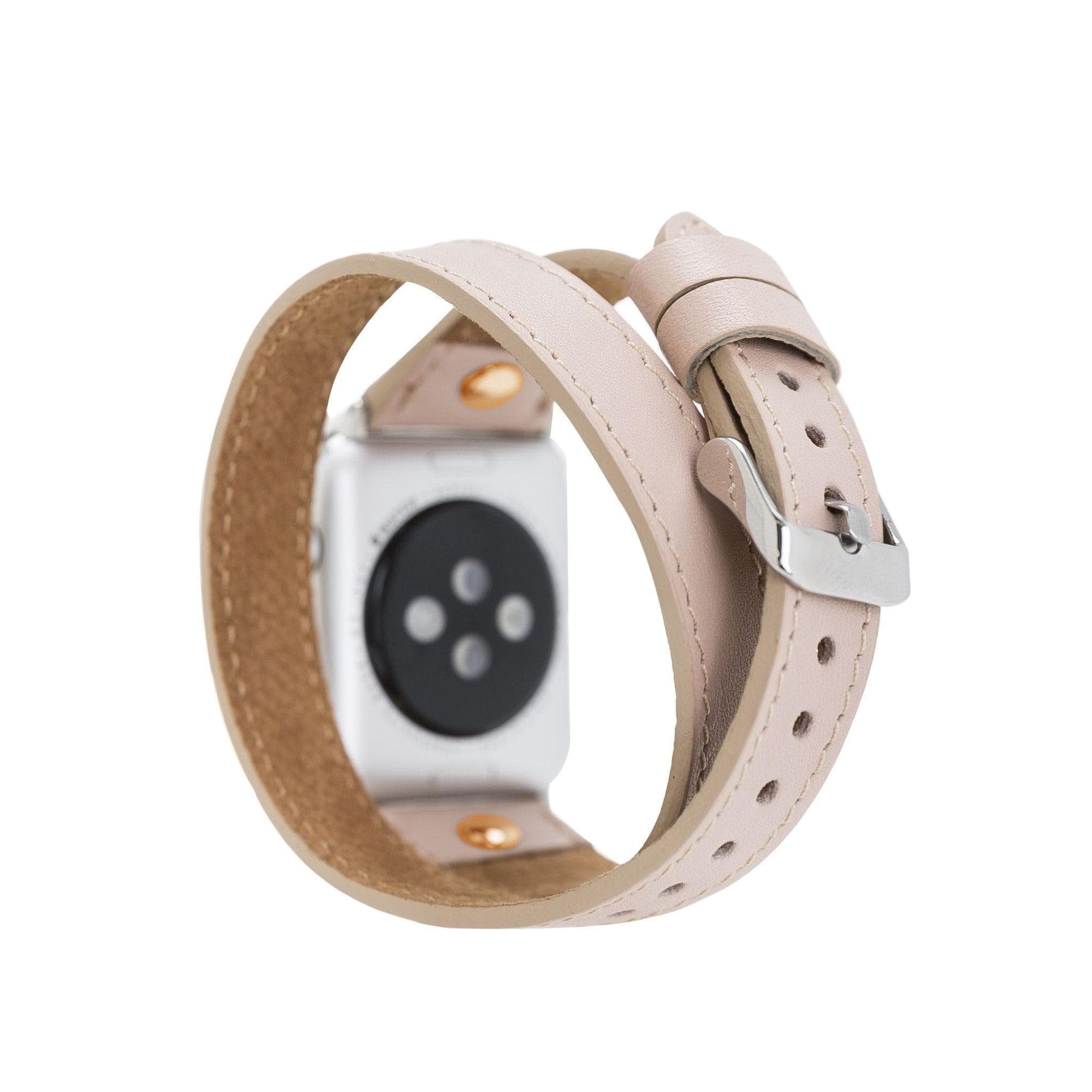 Leeds Double Tour Slim with Rose Gold Bead Apple Watch Leather Straps Bouletta LTD