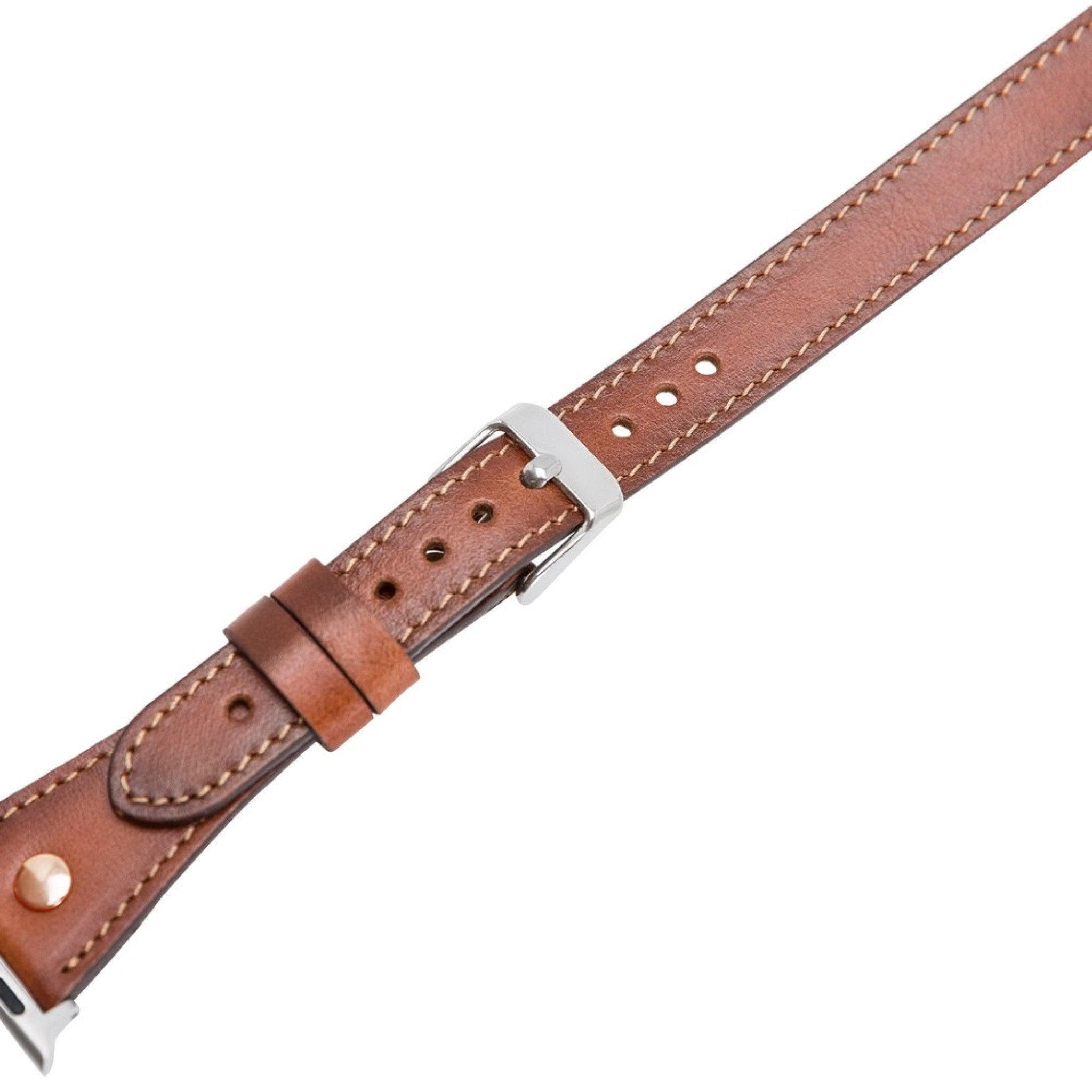 Leeds Double Tour Slim with Rose Gold Bead Apple Watch Leather Straps Bouletta LTD