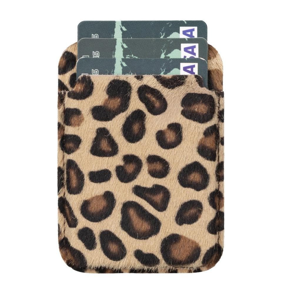 Maggy Magnetic Leather Card Holder Leopard / Leather Bouletta LTD