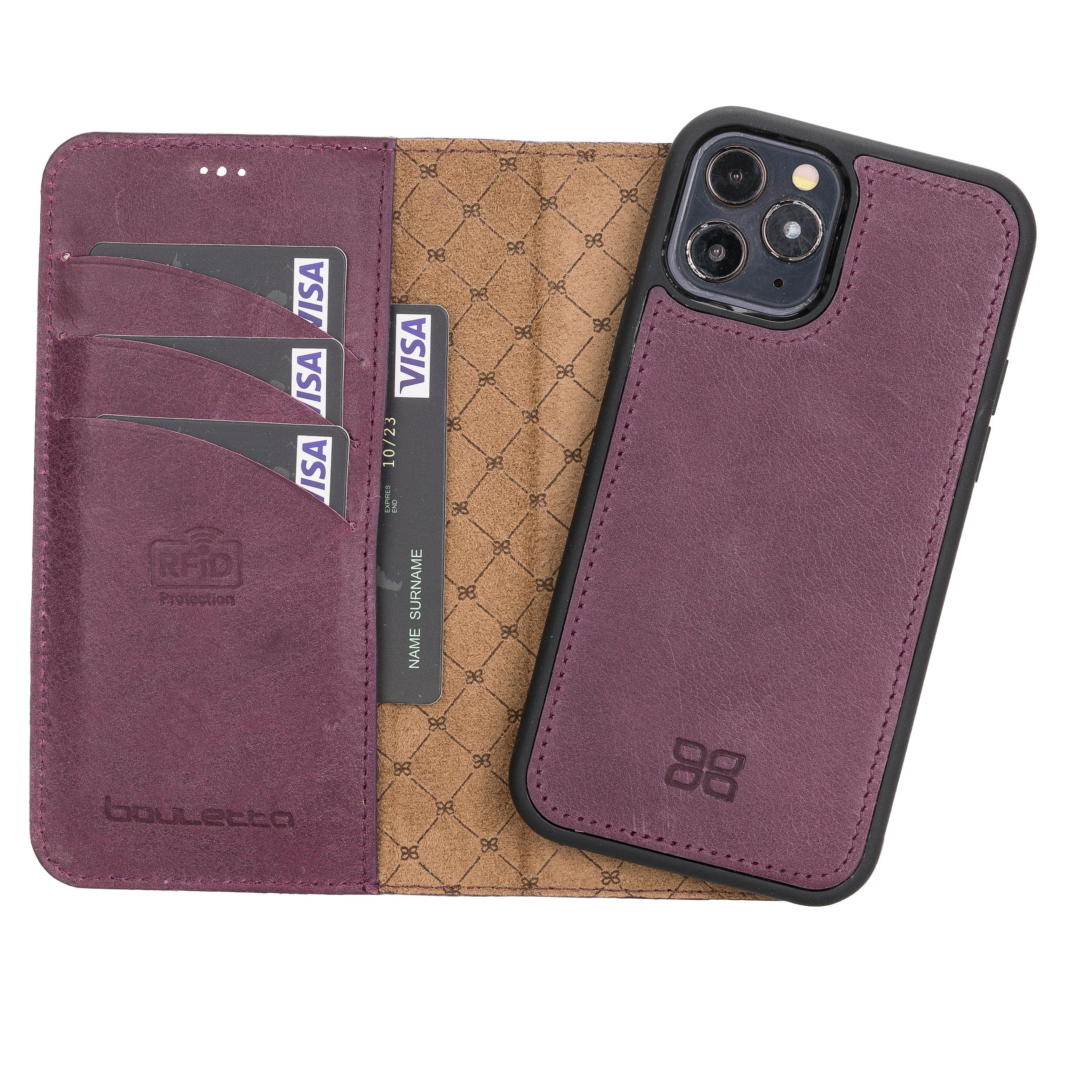 Detachable Leather Wallet Cases for Apple iPhone 12 Series iPhone 12 Pro - iPhone 12 / Purple Bouletta LTD