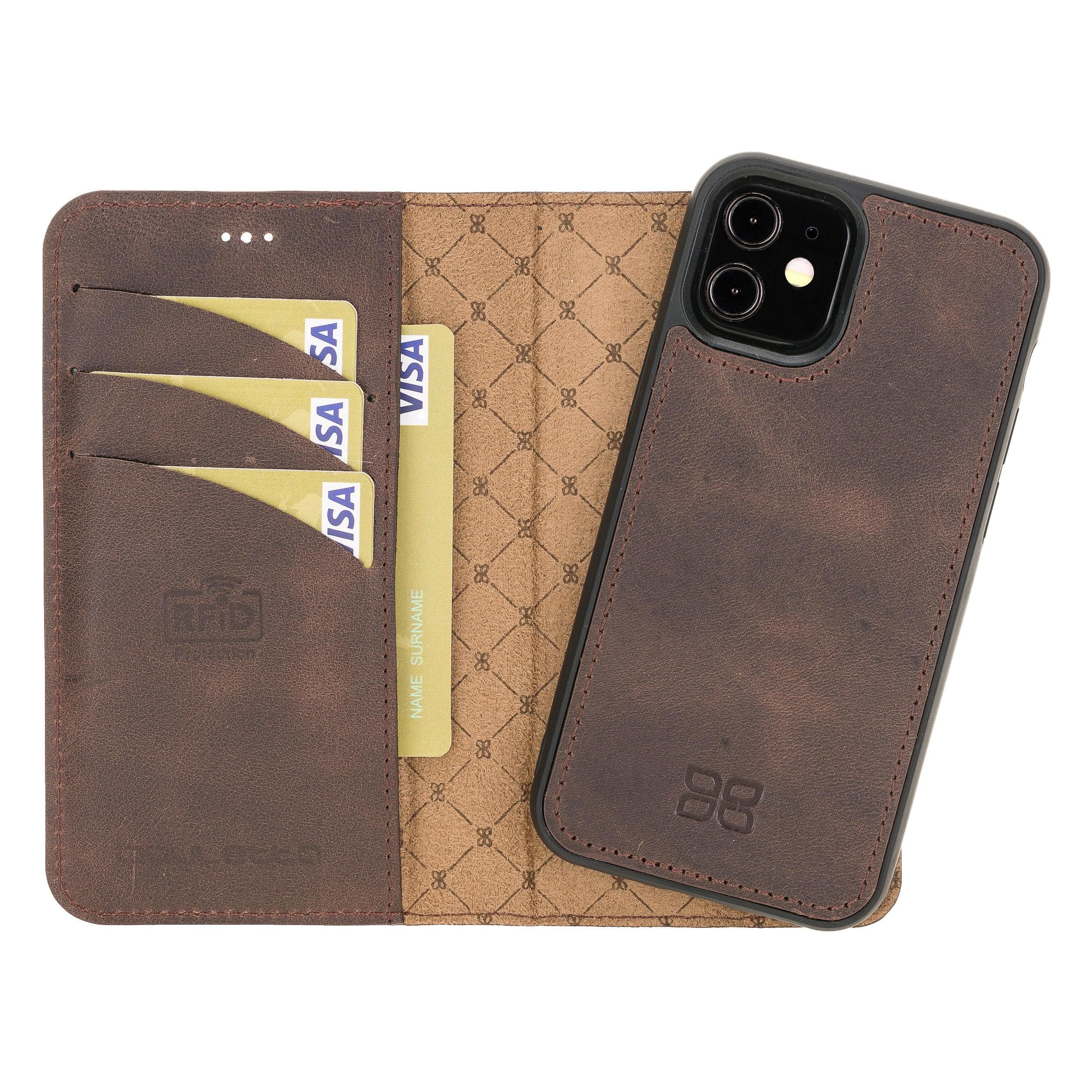 Detachable Leather Wallet Cases for Apple iPhone 12 Series iPhone 12 Mini / Dark Brown Bouletta LTD