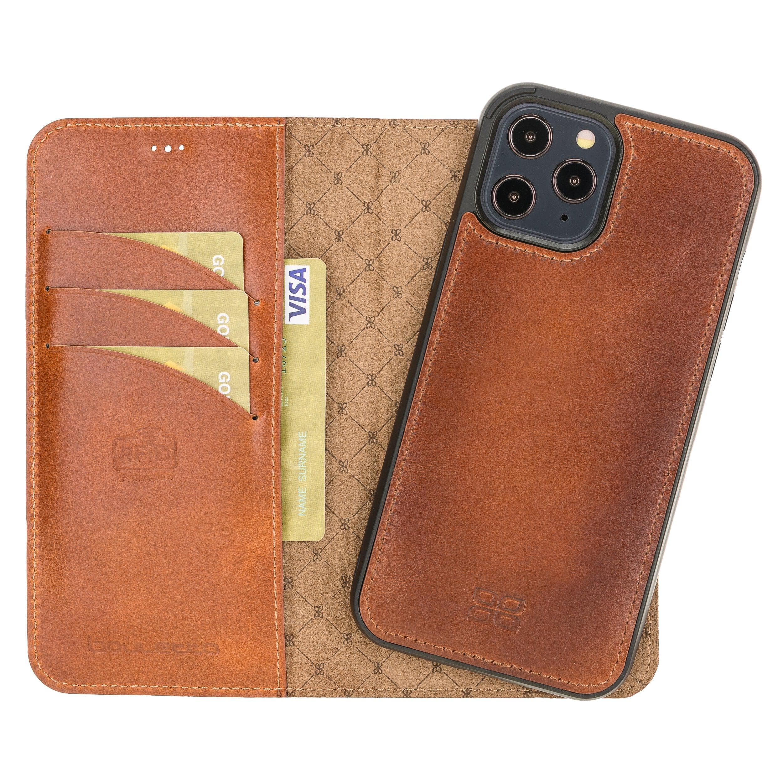 Detachable Leather Wallet Cases for Apple iPhone 12 Series iPhone 12 Pro - iPhone 12 / Tan Bouletta LTD