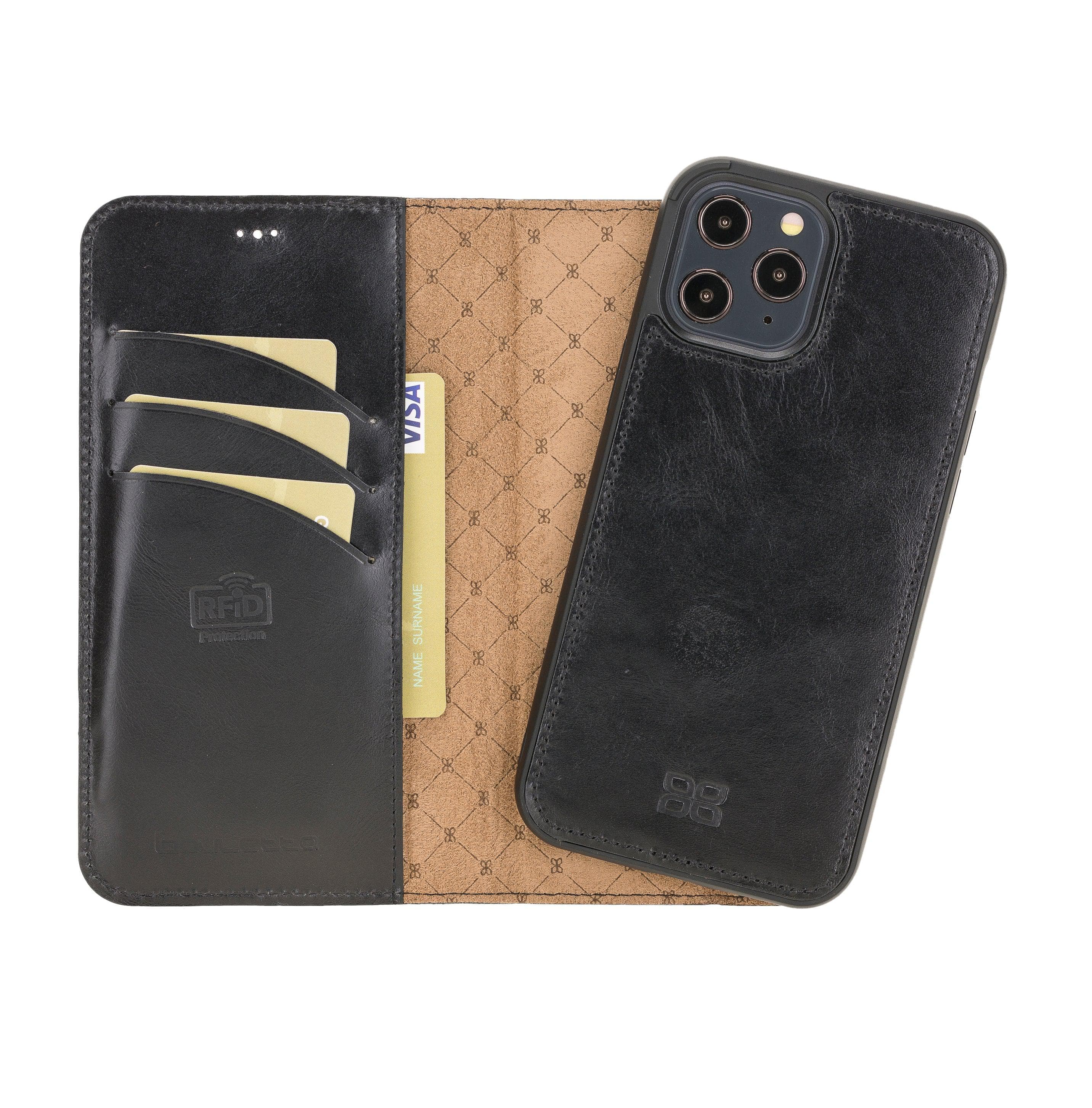 Detachable Leather Wallet Cases for Apple iPhone 12 Series iPhone 12 Pro - iPhone 12 / Black Bouletta LTD
