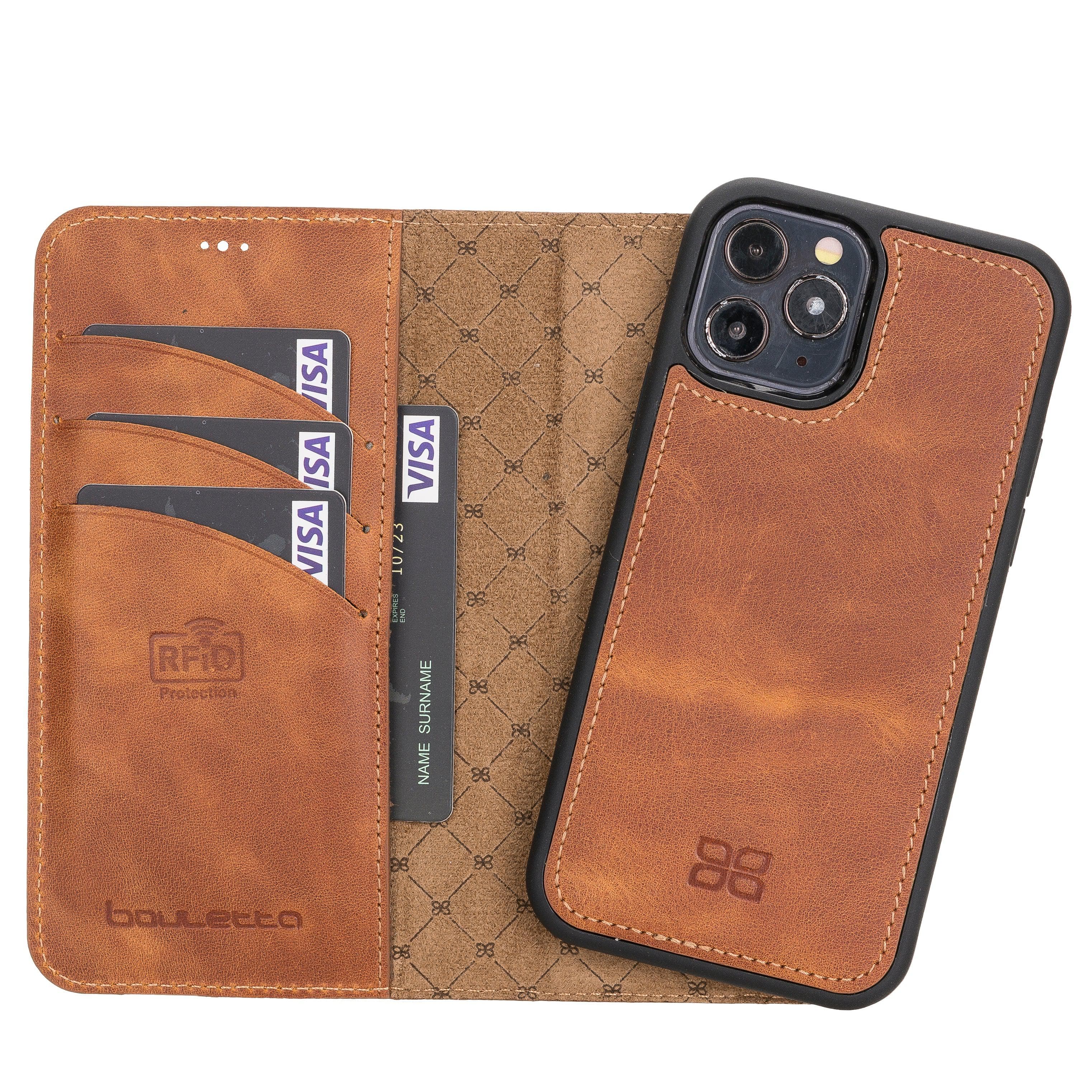 Detachable Leather Wallet Cases for Apple iPhone 12 Series iPhone 12 Pro - iPhone 12 / Tiguan Tan Bouletta LTD