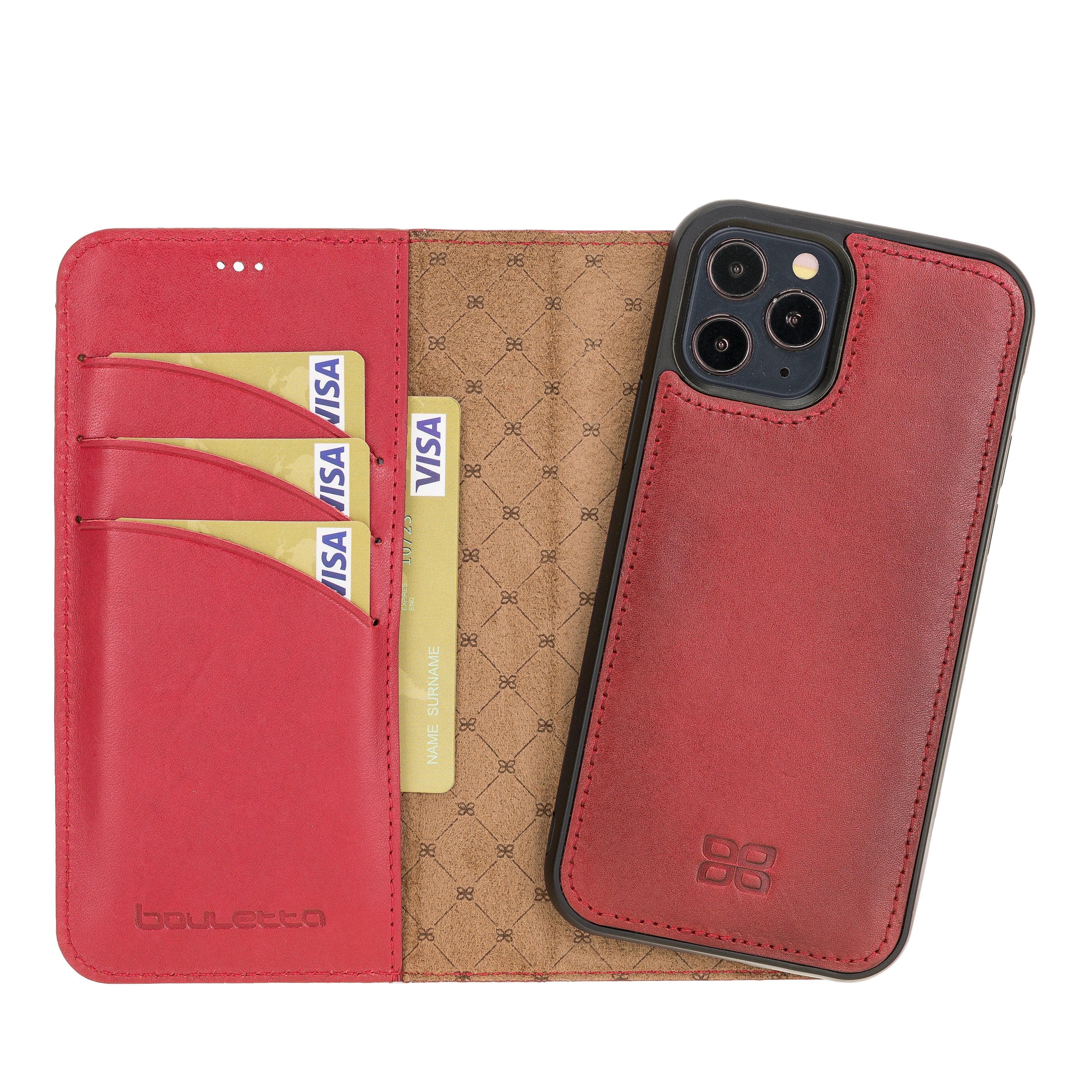 Detachable Leather Wallet Cases for Apple iPhone 12 Series iPhone 12 Pro - iPhone 12 / Red Bouletta LTD