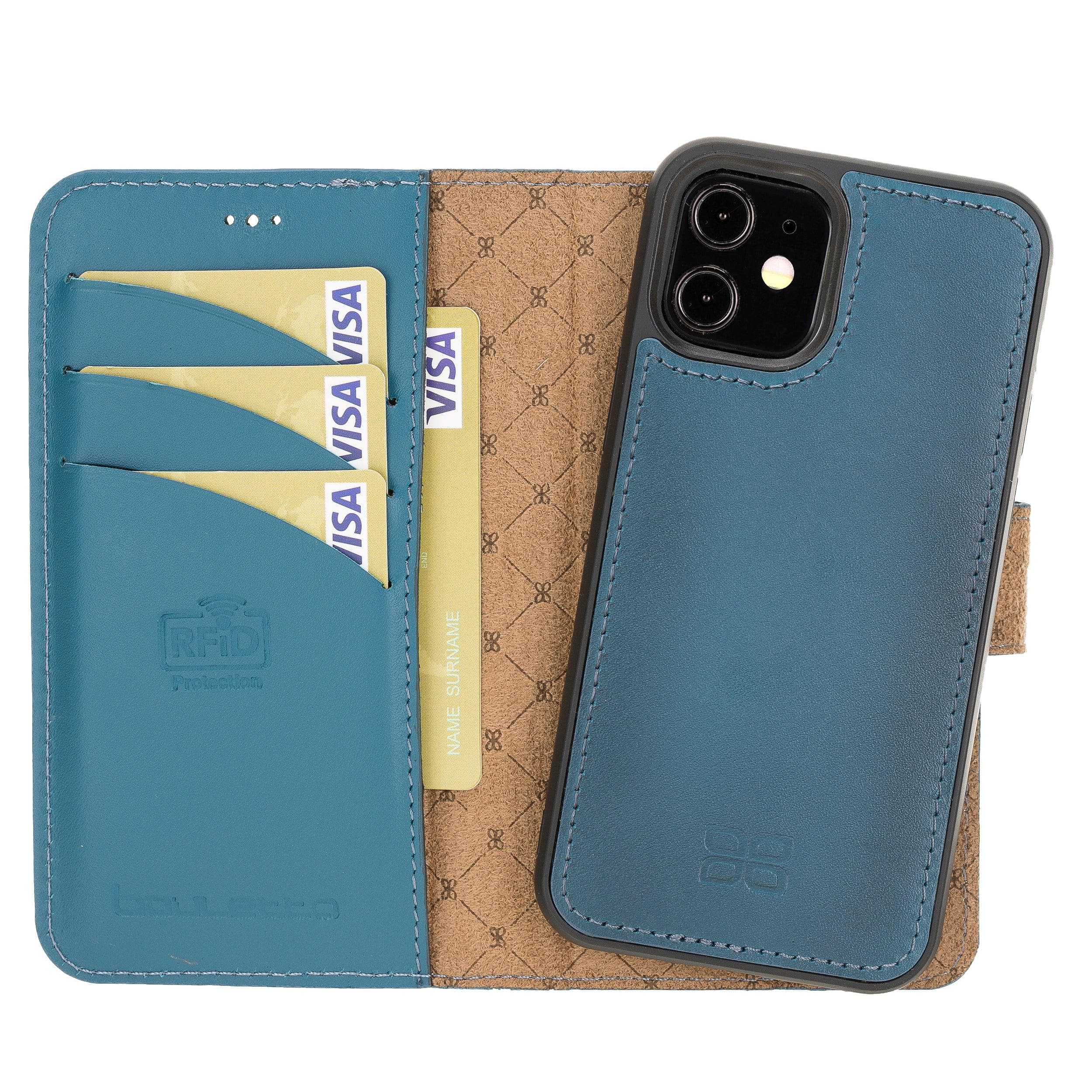 Detachable Leather Wallet Cases for Apple iPhone 12 Series iPhone 12 Mini / Blue Bouletta LTD